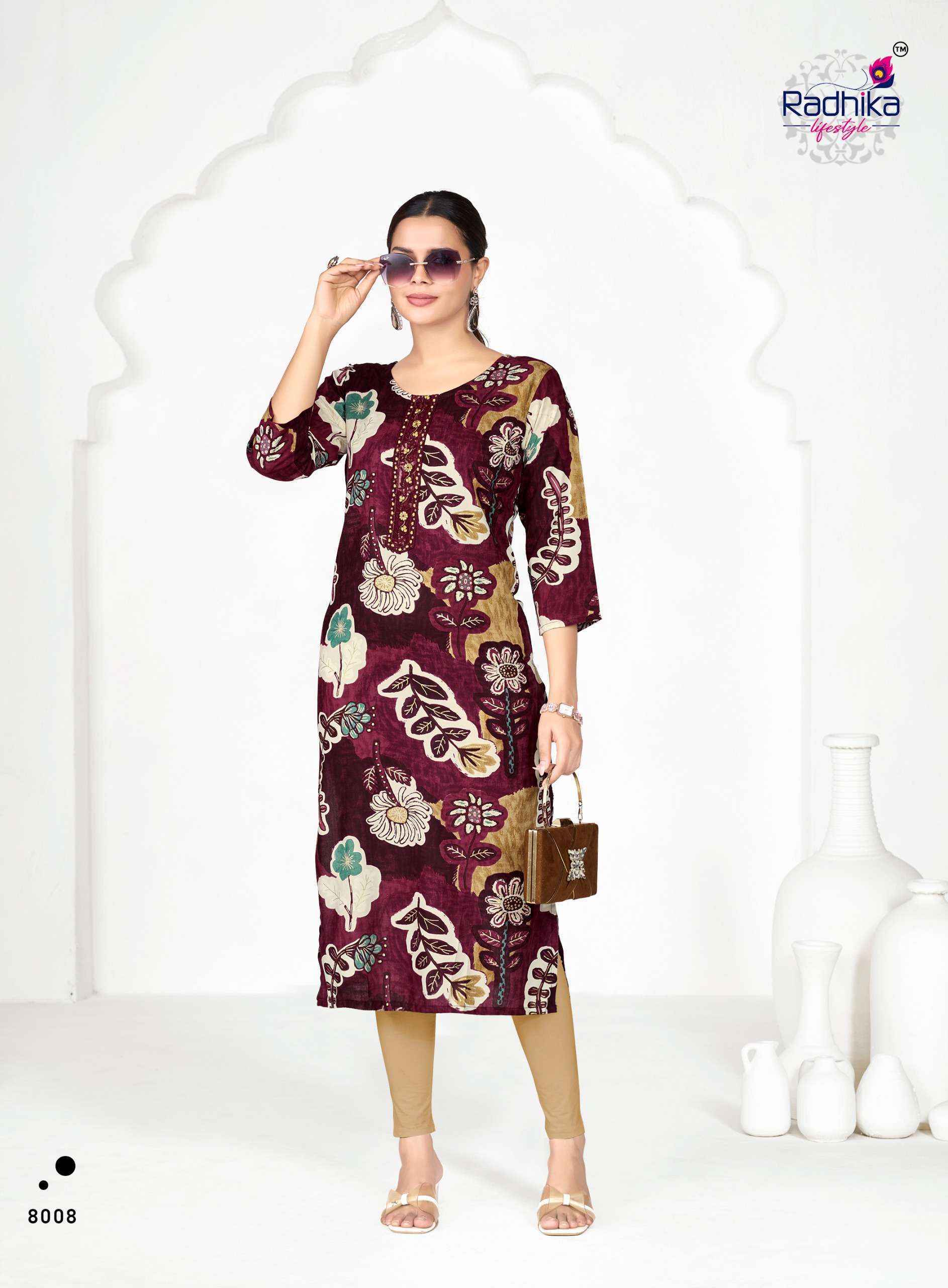 Radhika Lifestyle Alisha Vol 8 Kurti Wholesale Brand Surat ( 9 pcs Catalogue )