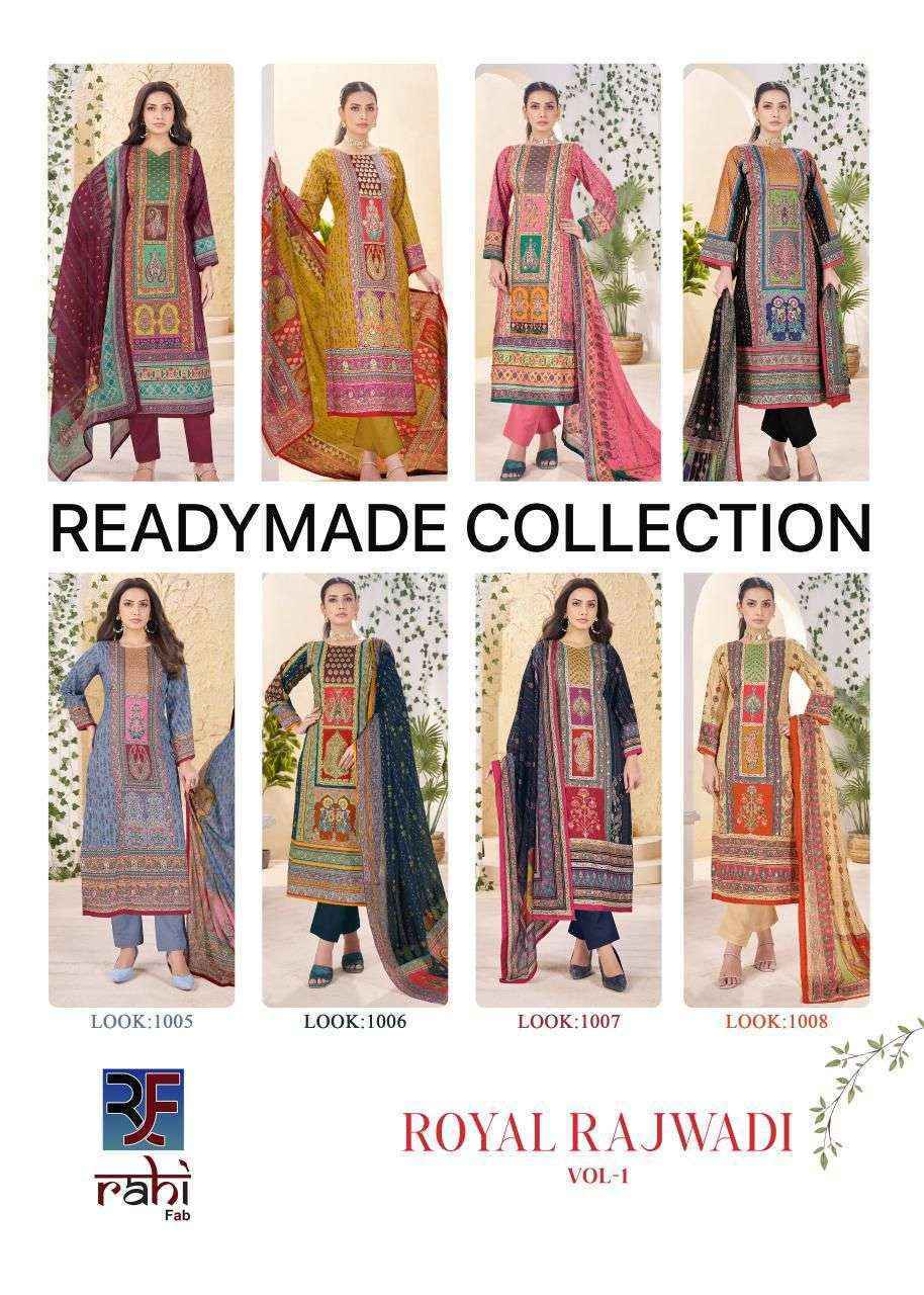 Rahi Fab Royal Rajwadi Vol 1 Readymade Lawn Cotton Dress _ Surat Wholesale Market Price ( 8 Pcs Catalog )