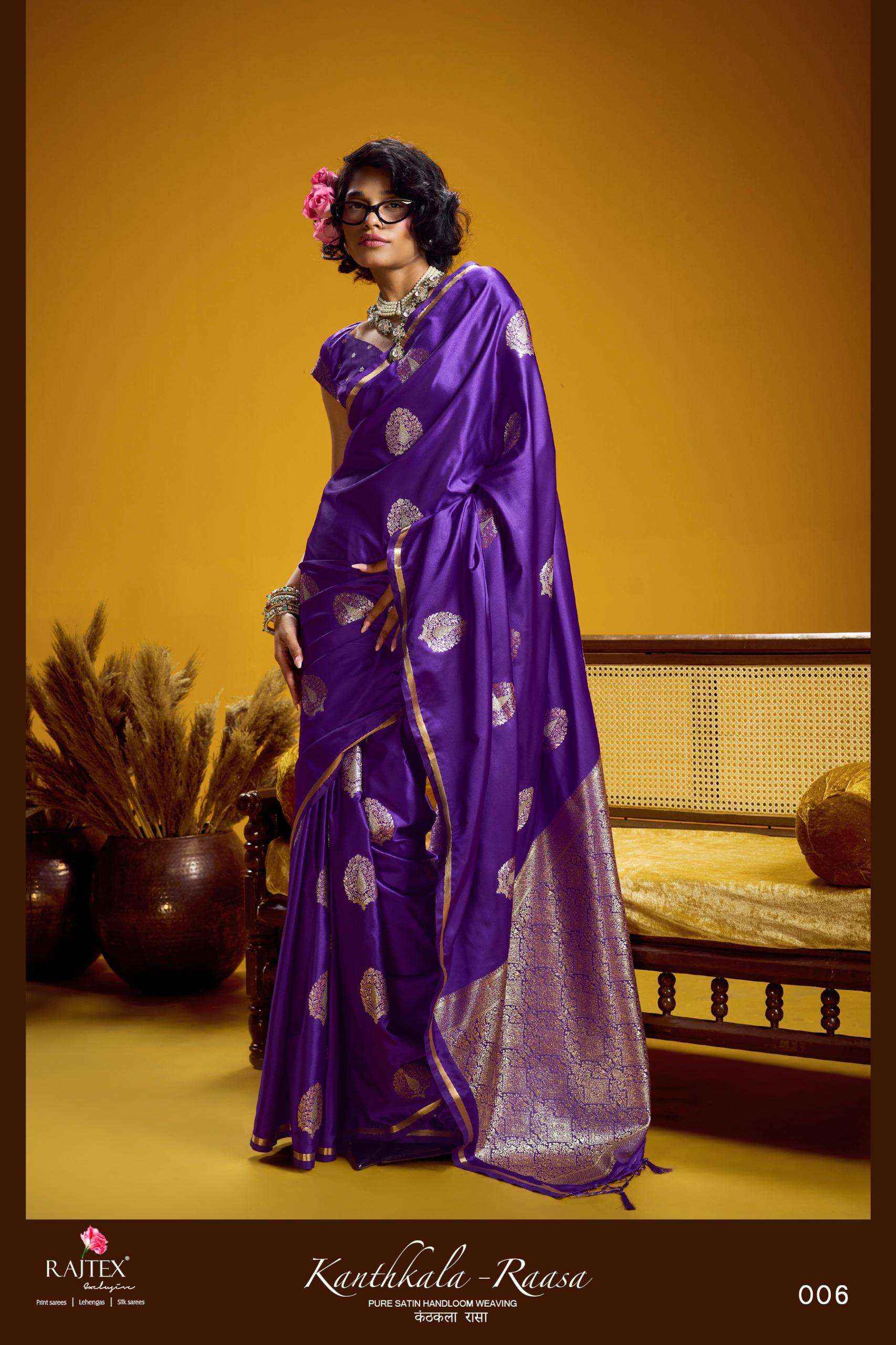 Rajtex Kanthkala Raasa Satin Handloom Saree _ Wholesale Surat Bazaar ( 6 Pcs Catalog )