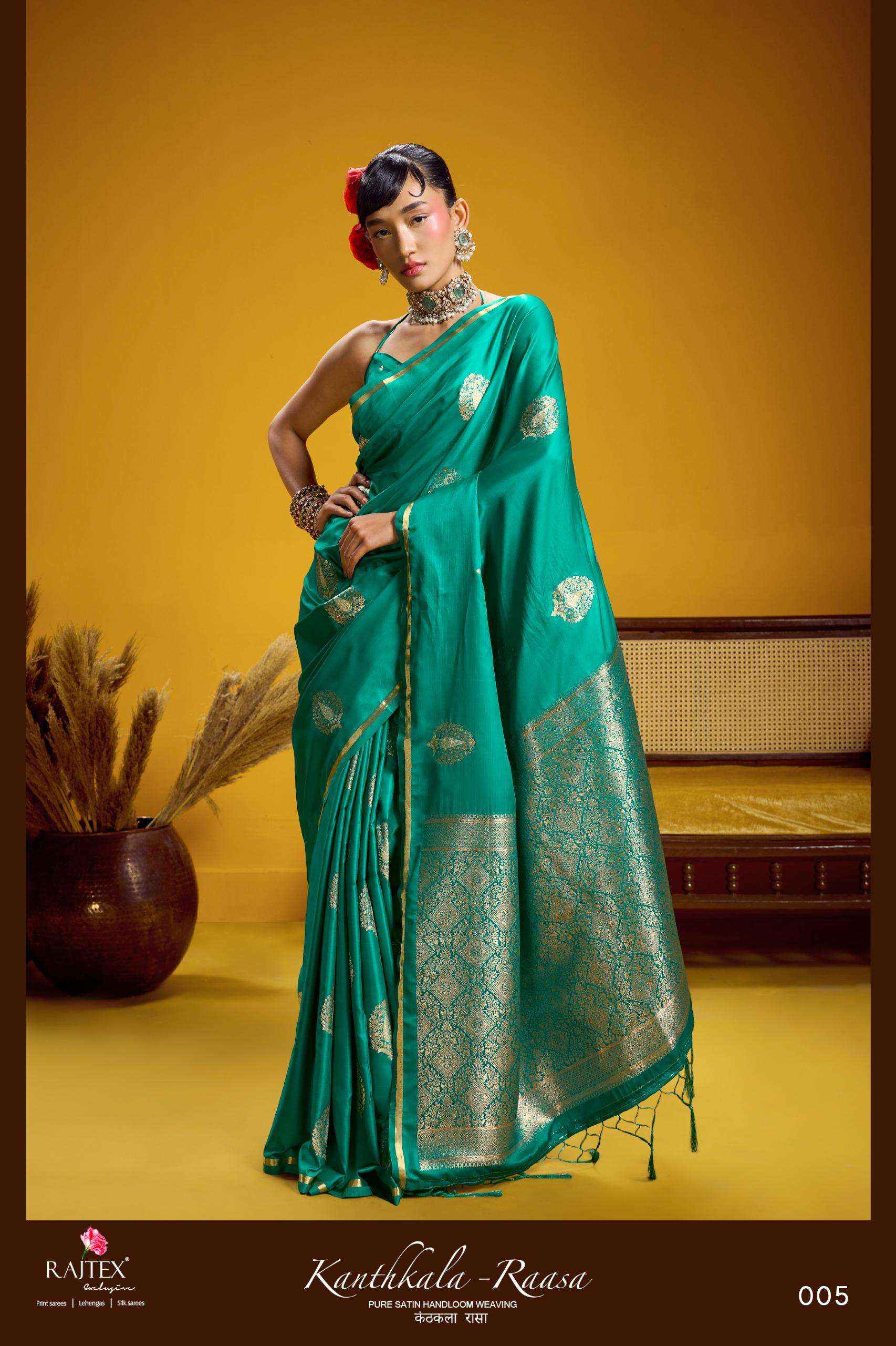 Rajtex Kanthkala Raasa Satin Handloom Saree _ Wholesale Surat Bazaar ( 6 Pcs Catalog )