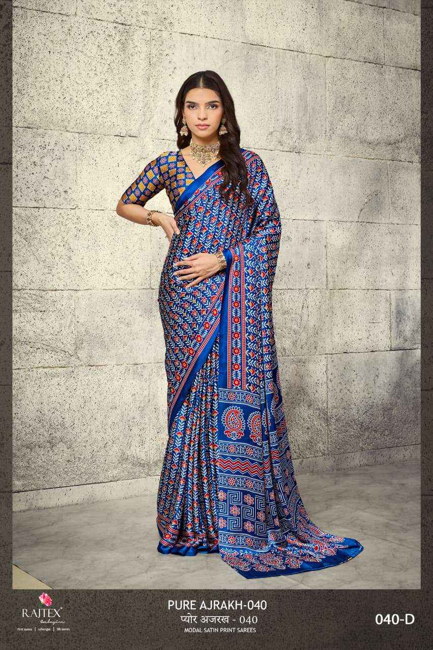 Rajtex Pure Ajrakh 040 Saree _ Surat Wholesale Market Price ( 6 Pcs Catalog )