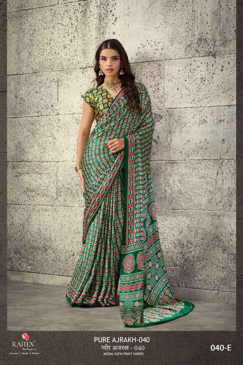 Rajtex Pure Ajrakh 040 Saree _ Surat Wholesale Market Price ( 6 Pcs Catalog )