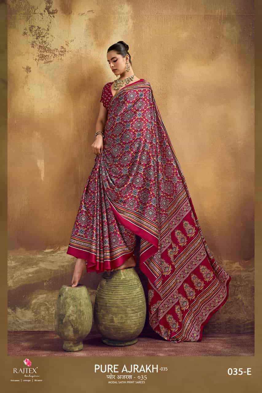 Rajtex Pure Ajrakh Vol 35 Modal Saree _ Wholesale Texteli Market Rate ( 6 Pcs catalog )