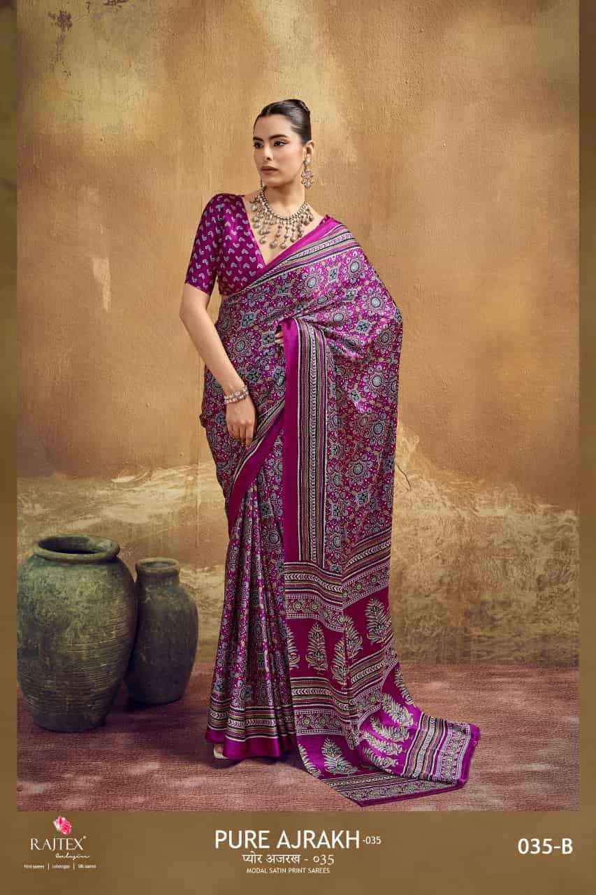 Rajtex Pure Ajrakh Vol 35 Modal Saree _ Wholesale Texteli Market Rate ( 6 Pcs catalog )