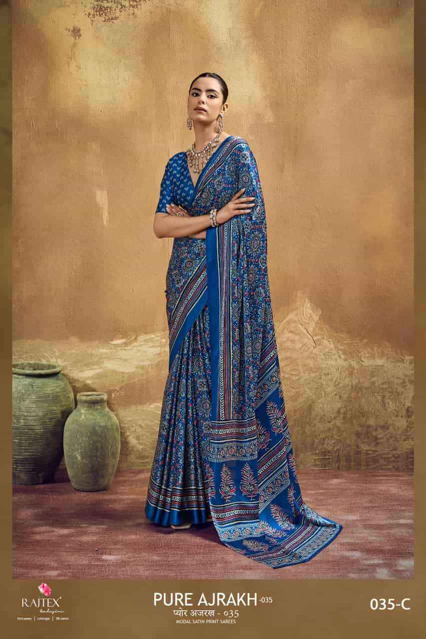 Rajtex Pure Ajrakh Vol 35 Modal Saree _ Wholesale Texteli Market Rate ( 6 Pcs catalog )