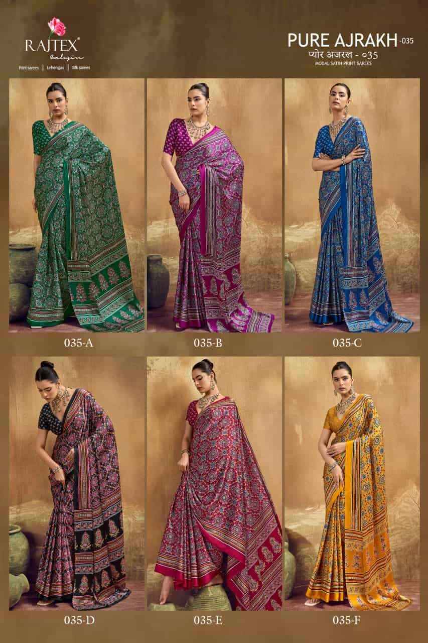 Rajtex Pure Ajrakh Vol 35 Modal Saree _ Wholesale Texteli Market Rate ( 6 Pcs catalog )