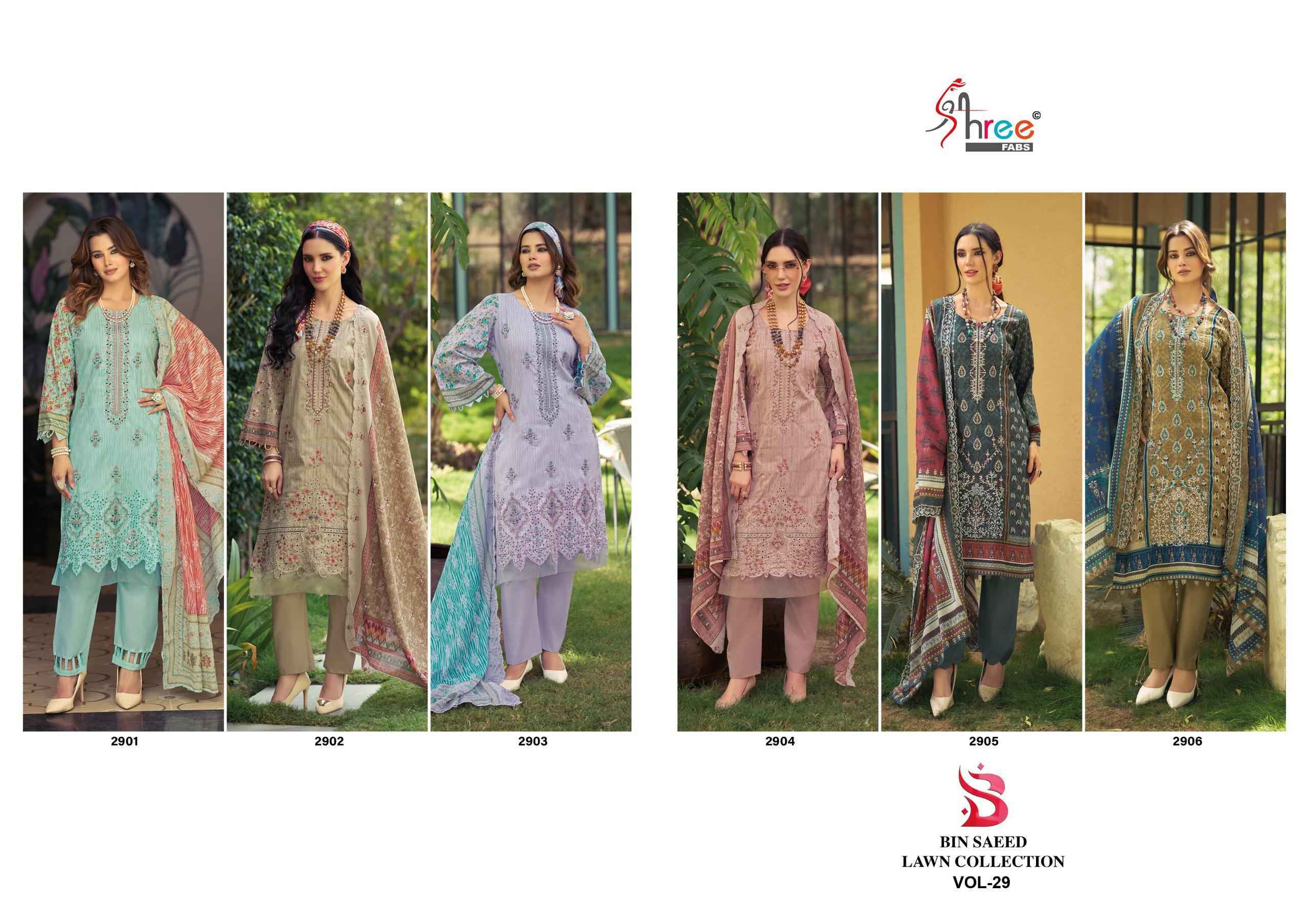 Shree Fabs Bin Saeed Lawn Collection Vol 29 Cotton Salwar Kameez _ Clothes Wholesale Website ( 6 Pcs Catalog )