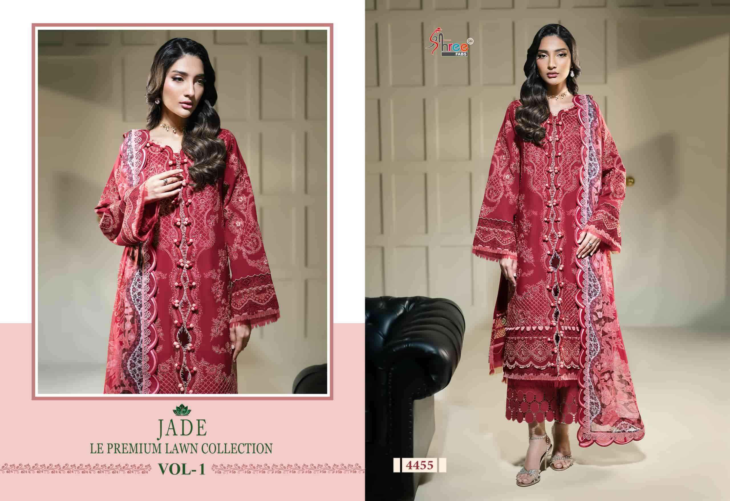 Shree Fabs Jade Le Premium Lawn Collection Vol 1 Pure Cotton Pakistani Suit _ Wholesale Texteli Bazaar ( 6 Pcs Catalog )