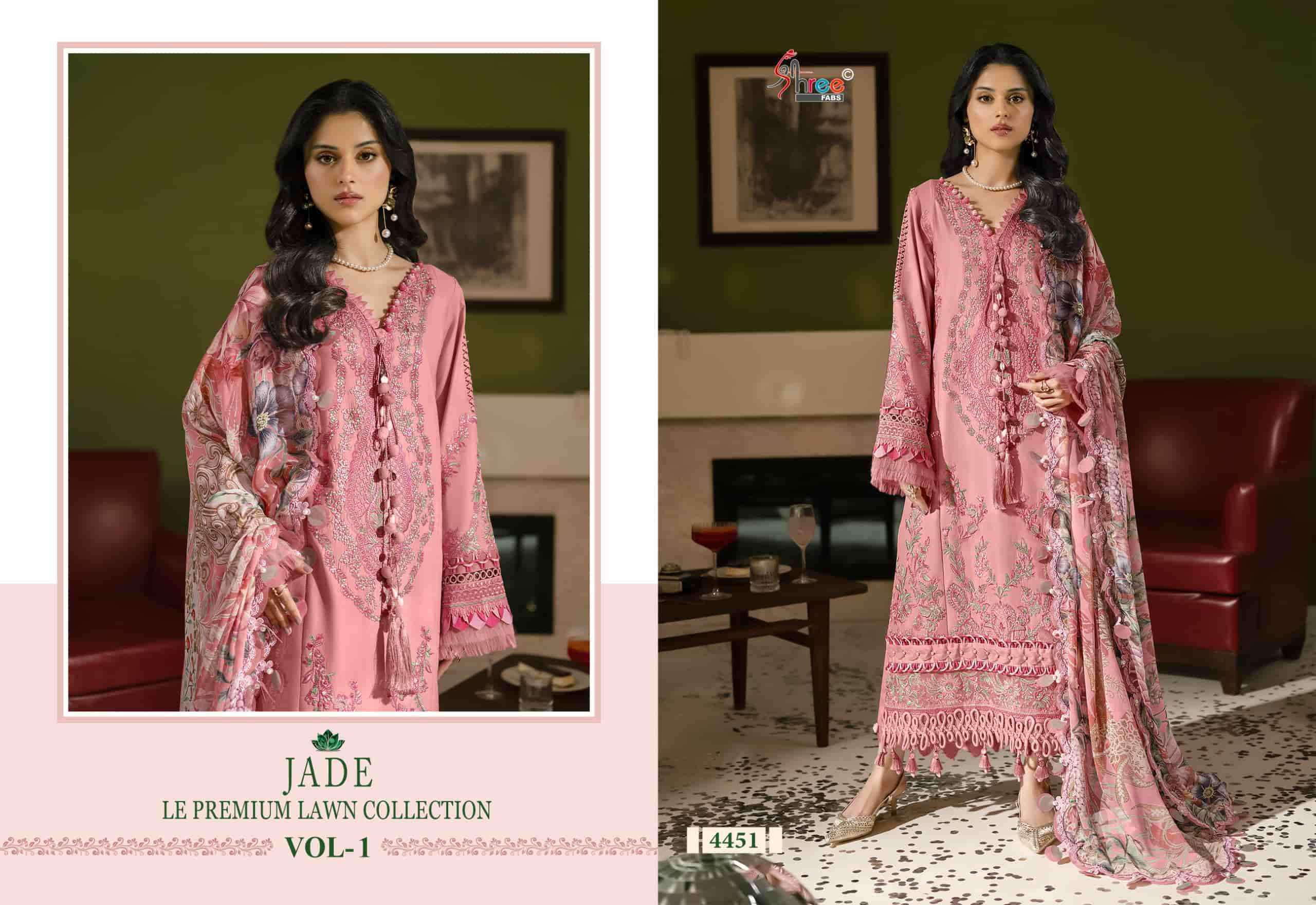 Shree Fabs Jade Le Premium Lawn Collection Vol 1 Pure Cotton Pakistani Suit _ Wholesale Texteli Bazaar ( 6 Pcs Catalog )
