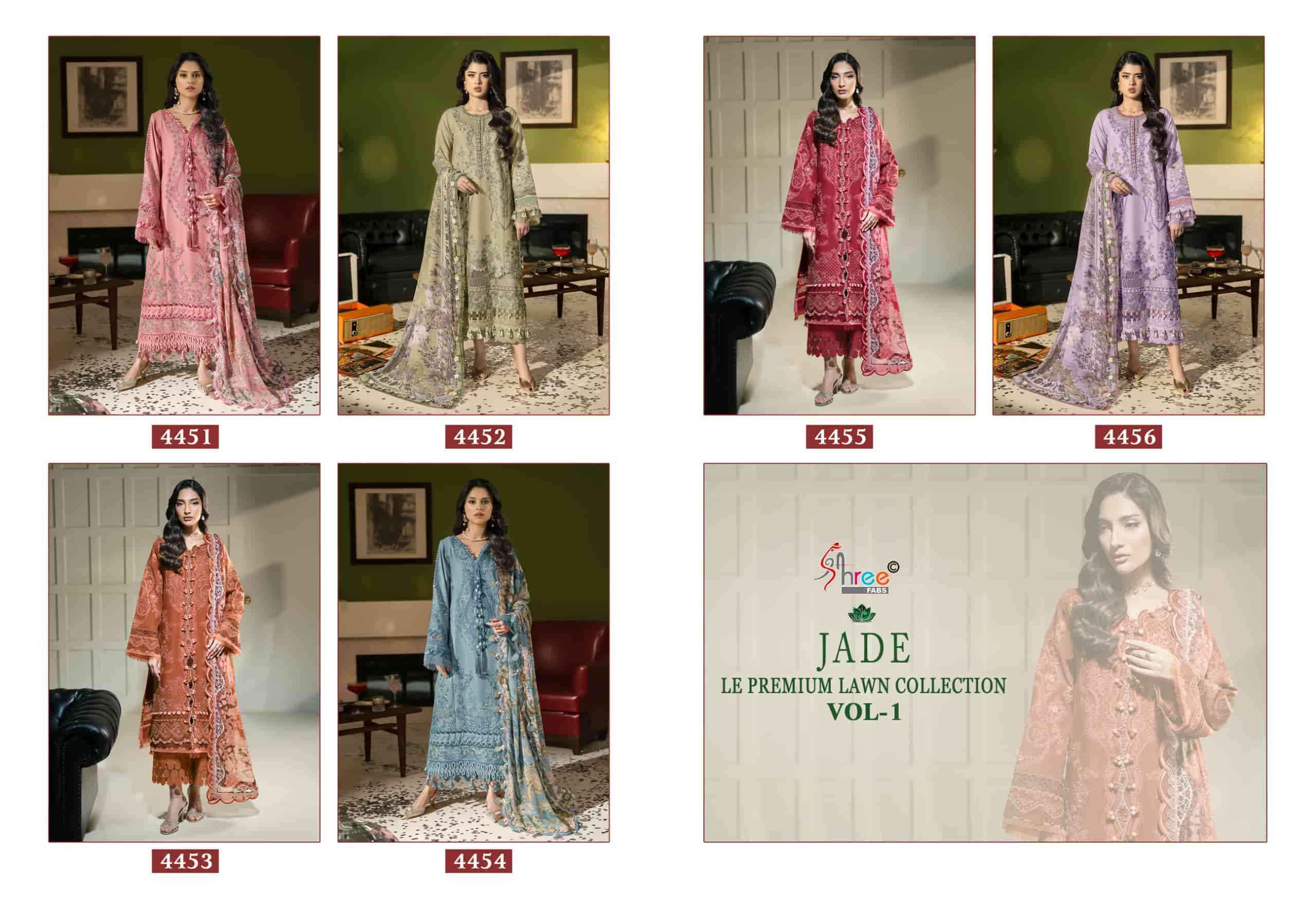 Shree Fabs Jade Le Premium Lawn Collection Vol 1 Pure Cotton Pakistani Suit _ Wholesale Texteli Bazaar ( 6 Pcs Catalog )