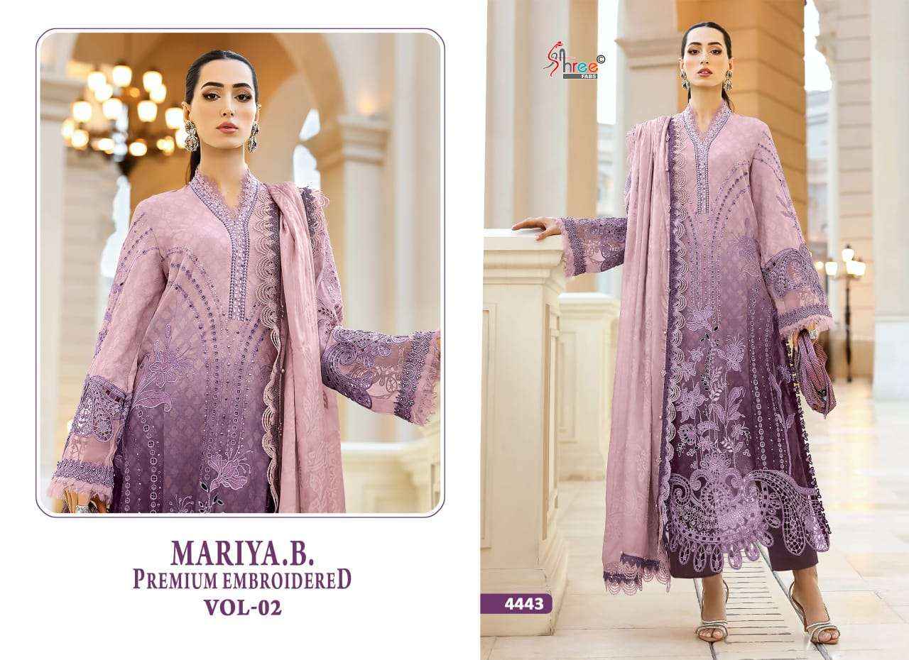 Shree Fabs Mariya B Premium Embroidered Vol 2 Designer Cotton Pakistani Dress _ Surat Wholesale Market Price ( 4 Pcs catalog )