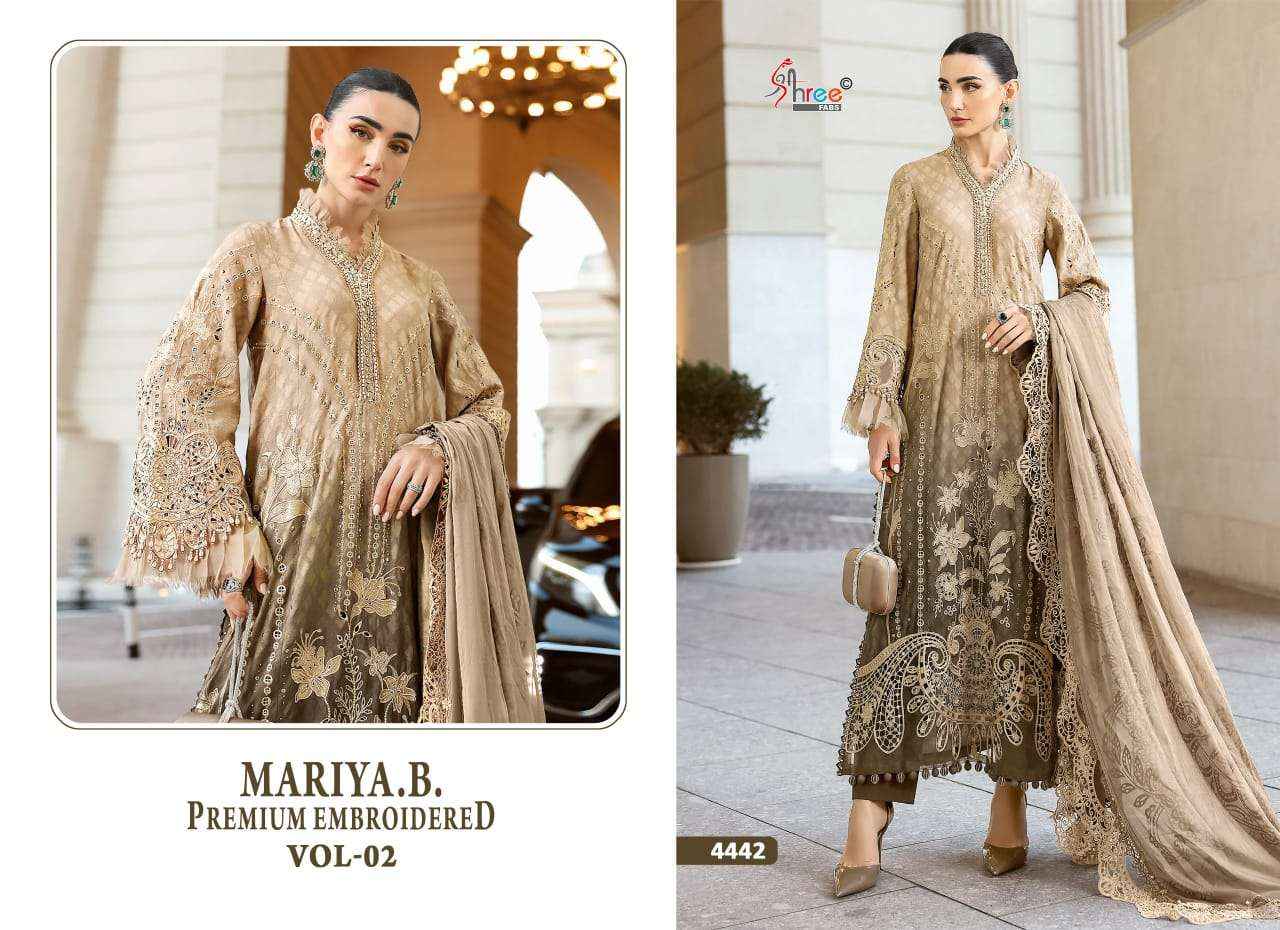 Shree Fabs Mariya B Premium Embroidered Vol 2 Designer Cotton Pakistani Dress _ Surat Wholesale Market Price ( 4 Pcs catalog )