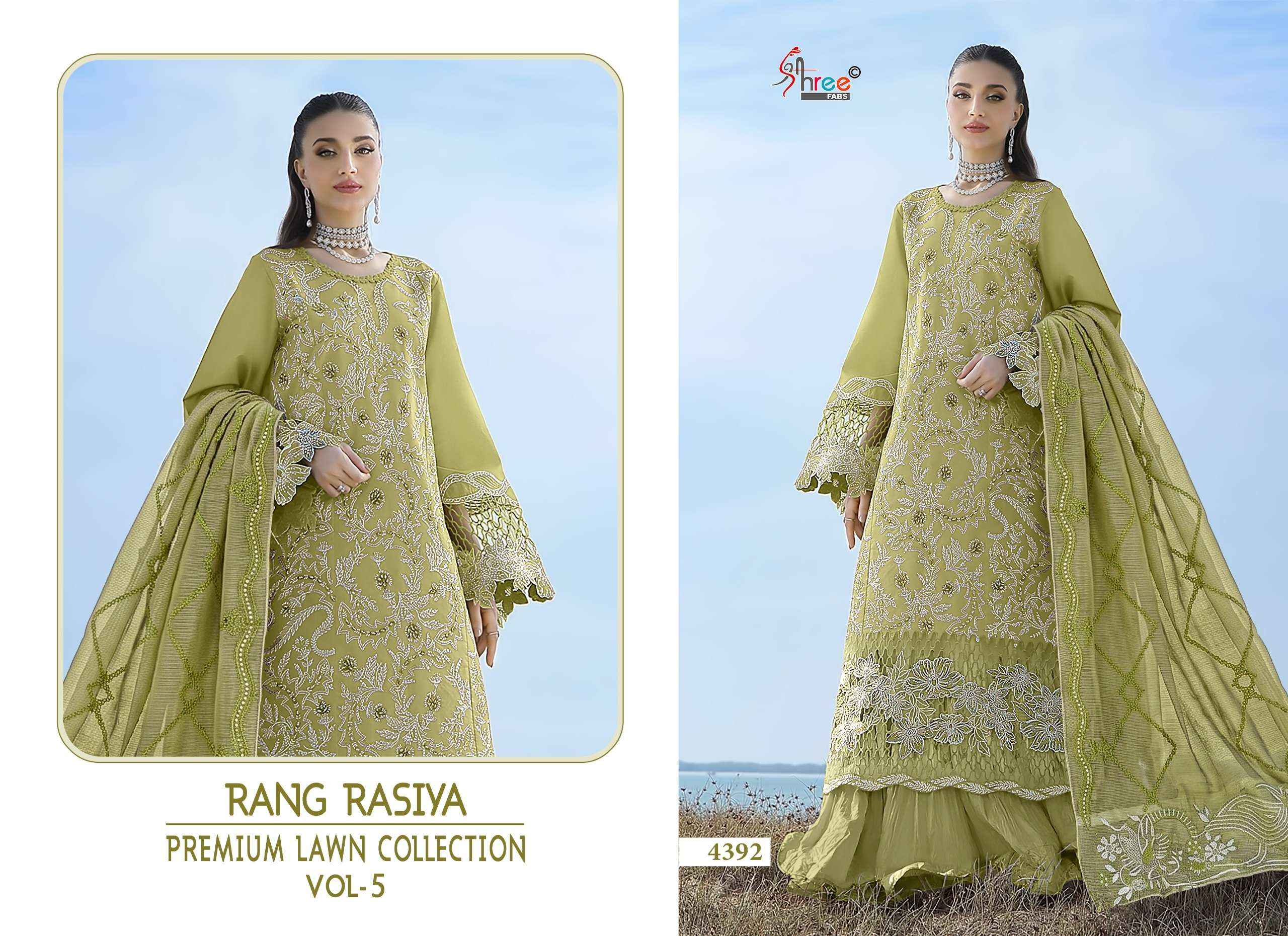 SHREE FABS RANG RASIYA PREMIUM LAWN COLLECTION VOL 5 _ SURAT TEXTELI WHOLESALE CATALOG  ( 6 PCS CATALOG )
