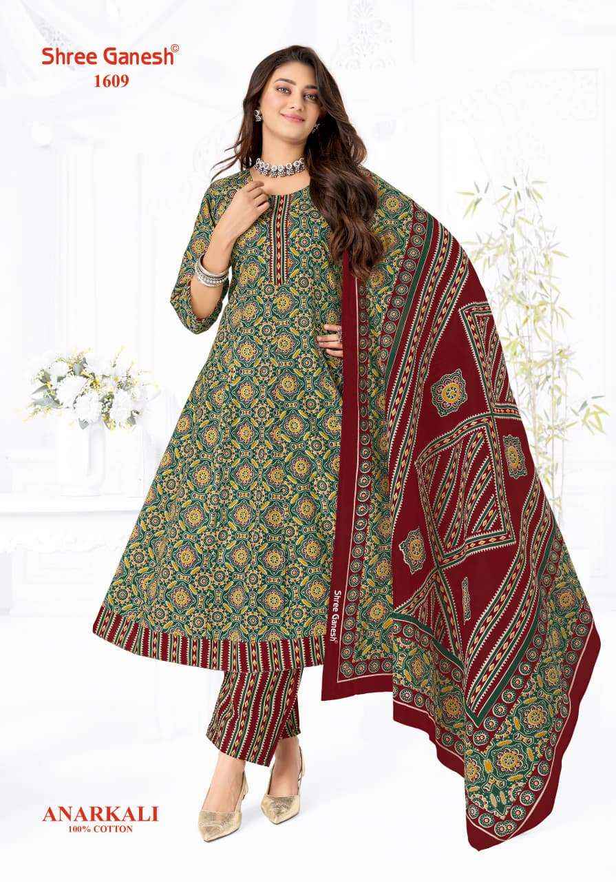Shree Ganesh Zeenat Vol 6 Heavy Cotton Anarkali Style 3 Pec Suit _ Buy Surat Wholesale Price ( 10 Pcs catalog )
