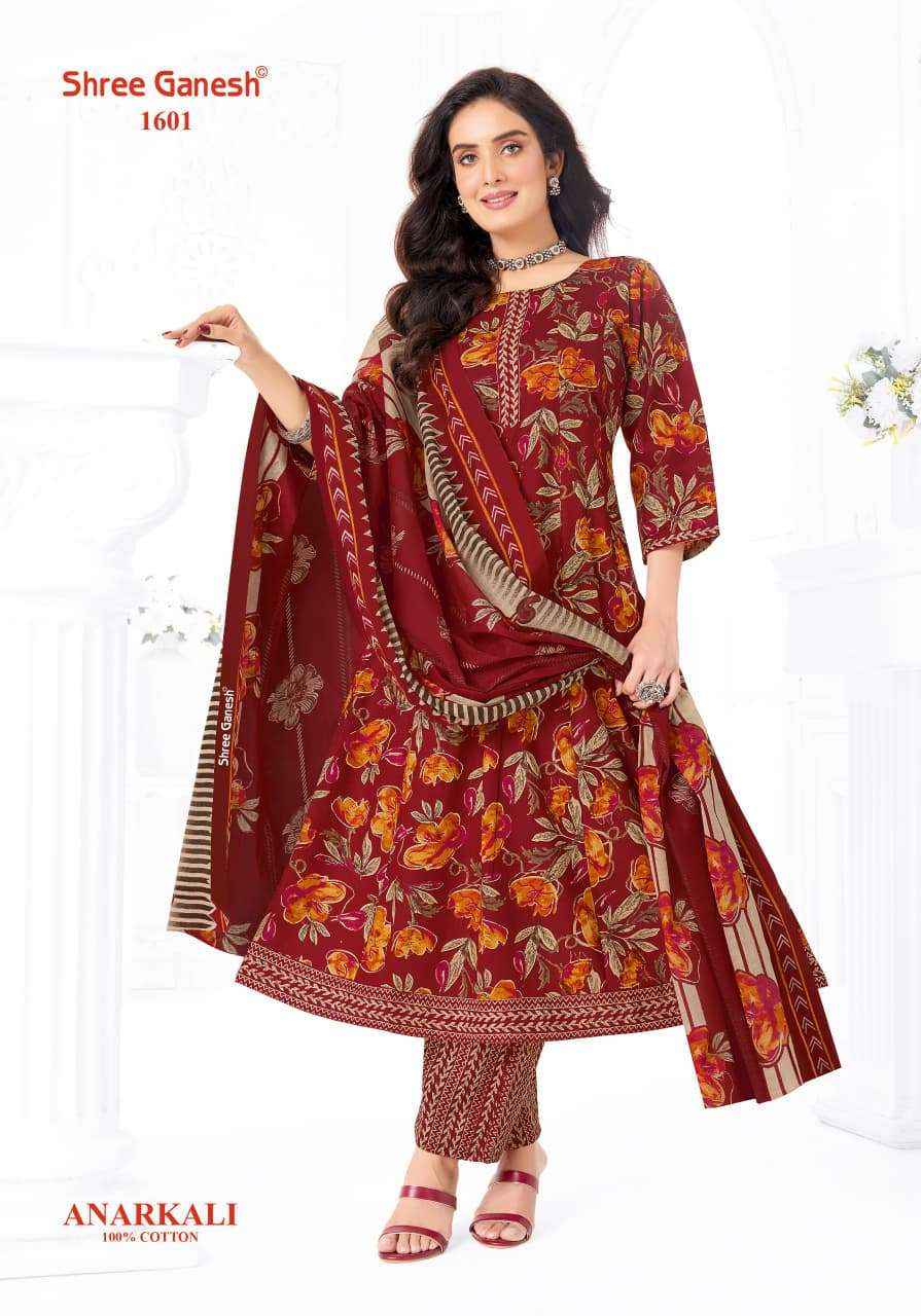 Shree Ganesh Zeenat Vol 6 Heavy Cotton Anarkali Style 3 Pec Suit _ Buy Surat Wholesale Price ( 10 Pcs catalog )