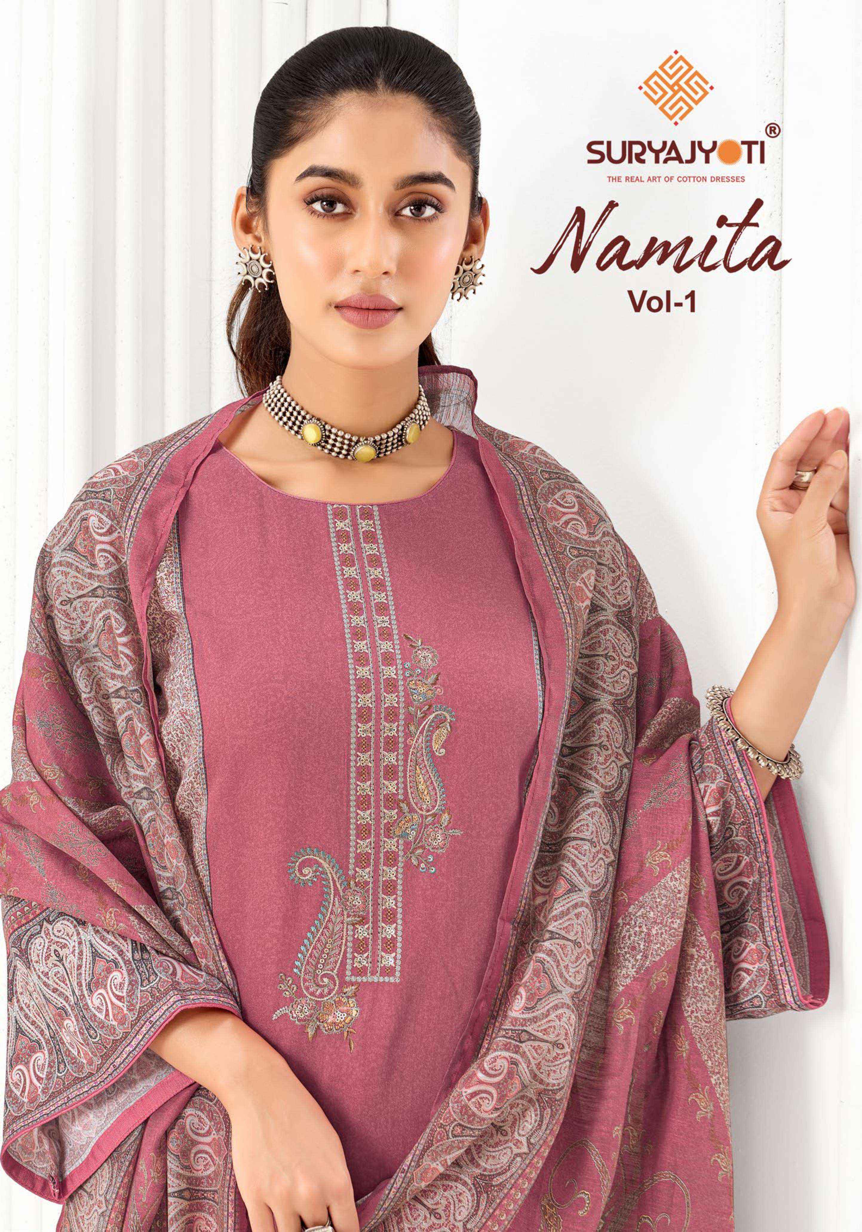 SURYAJYOTI NAMITA VOL 1  _ SURAT  WHOLESALE  SHOP ( 6 PCS CATALOG )