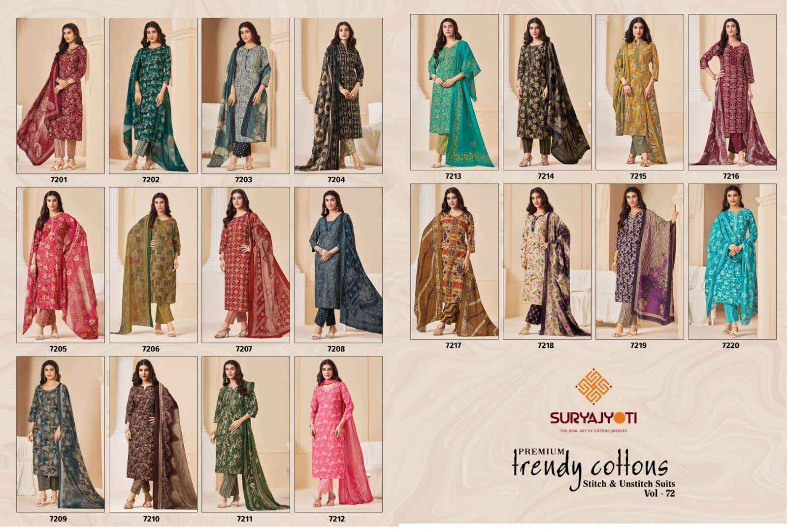 Suryajyoti Trendy Cotton Vol 72 Wholesale Online Shopping ( 20 Pcs Catalogue )