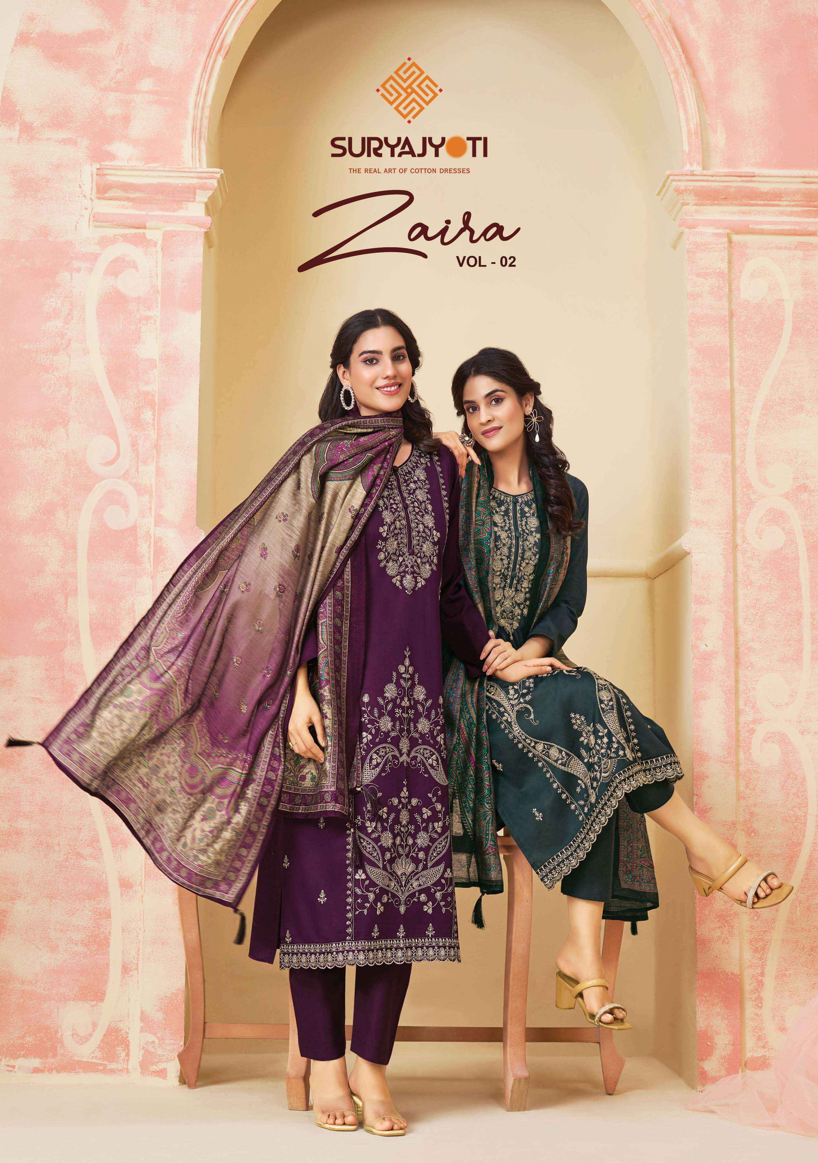 Suryajyoti Zaira Vol 2 Unstitched Ladies Suits In Surat -  Manufacturer Prices ( 6 pcs Catalogue )