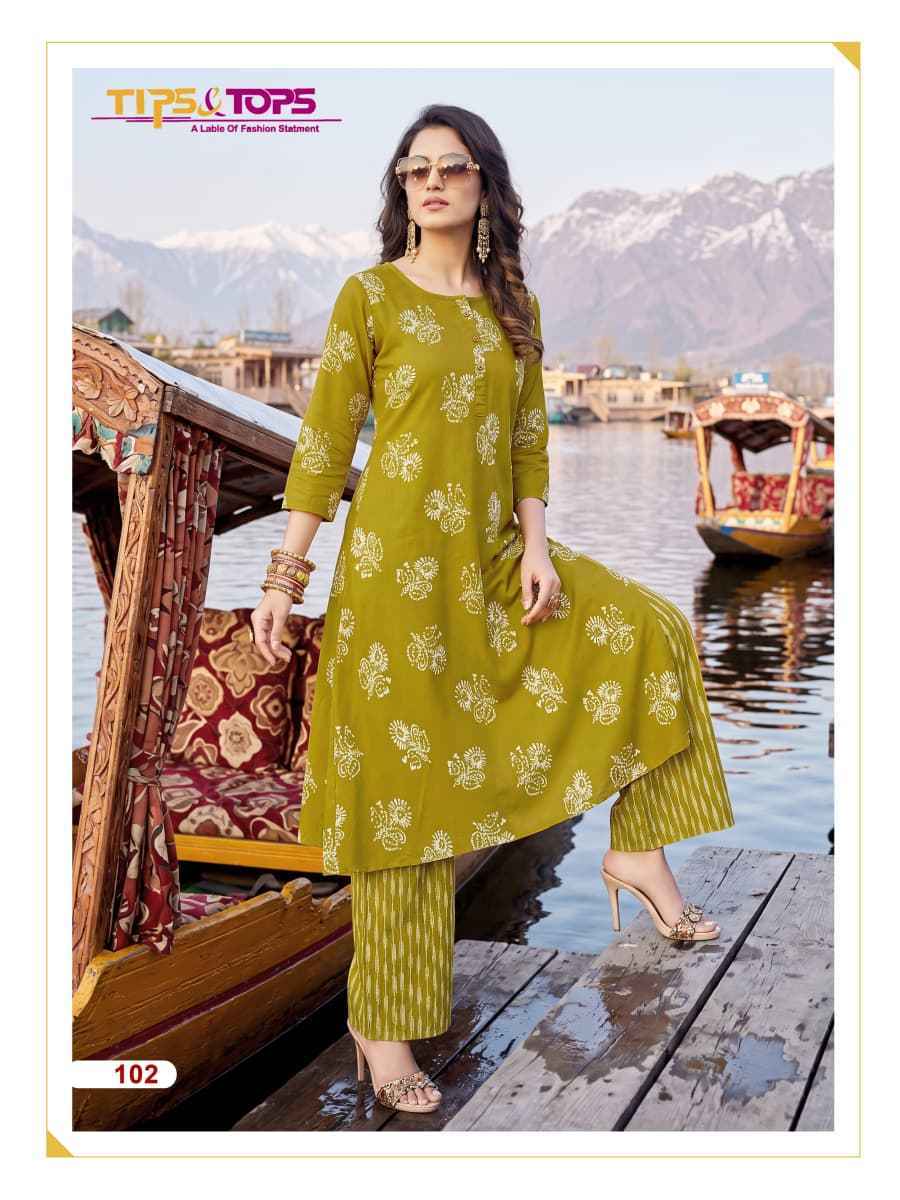 Tips & Tops Mannat Wholesale Price - Rayon Kurti With Plazzo ( 6 pcs Catalogue )