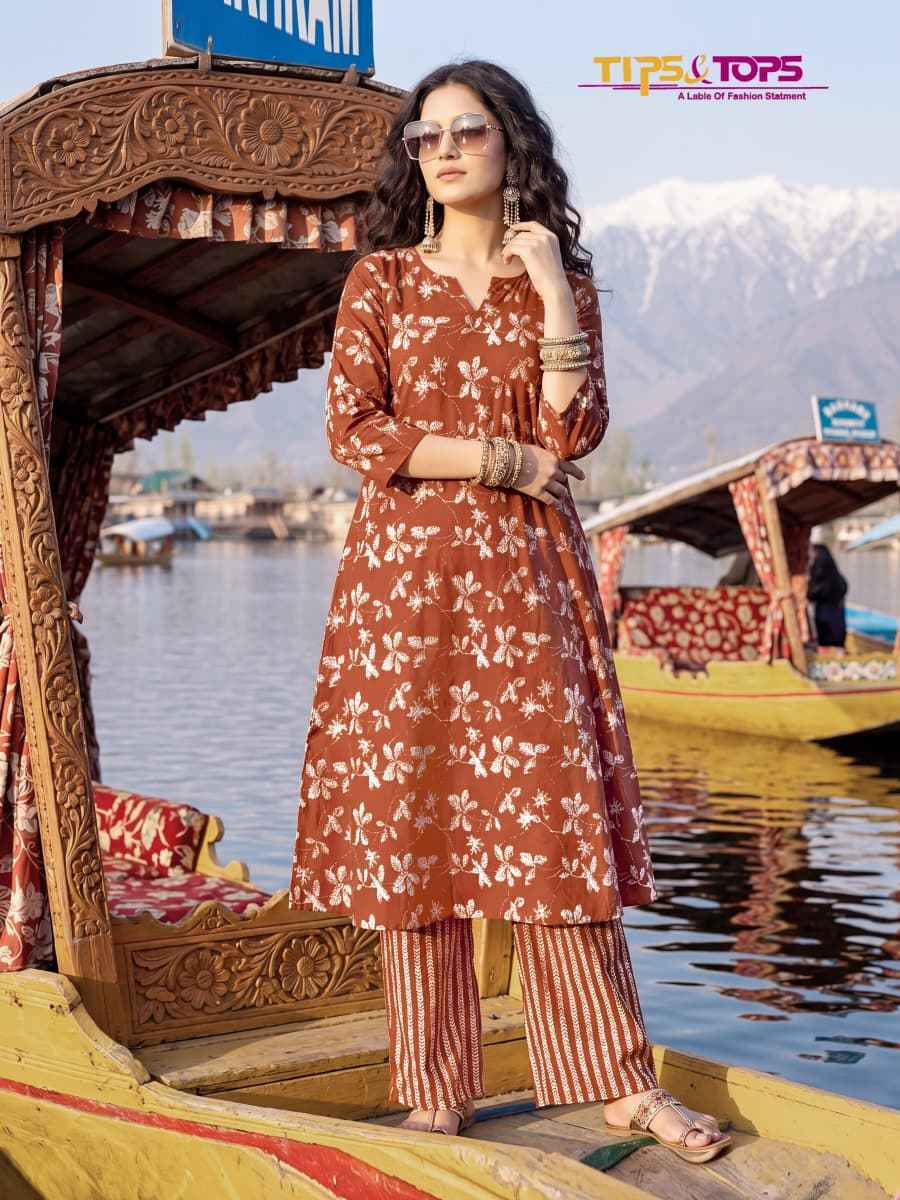 Tips & Tops Mannat Wholesale Price - Rayon Kurti With Plazzo ( 6 pcs Catalogue )