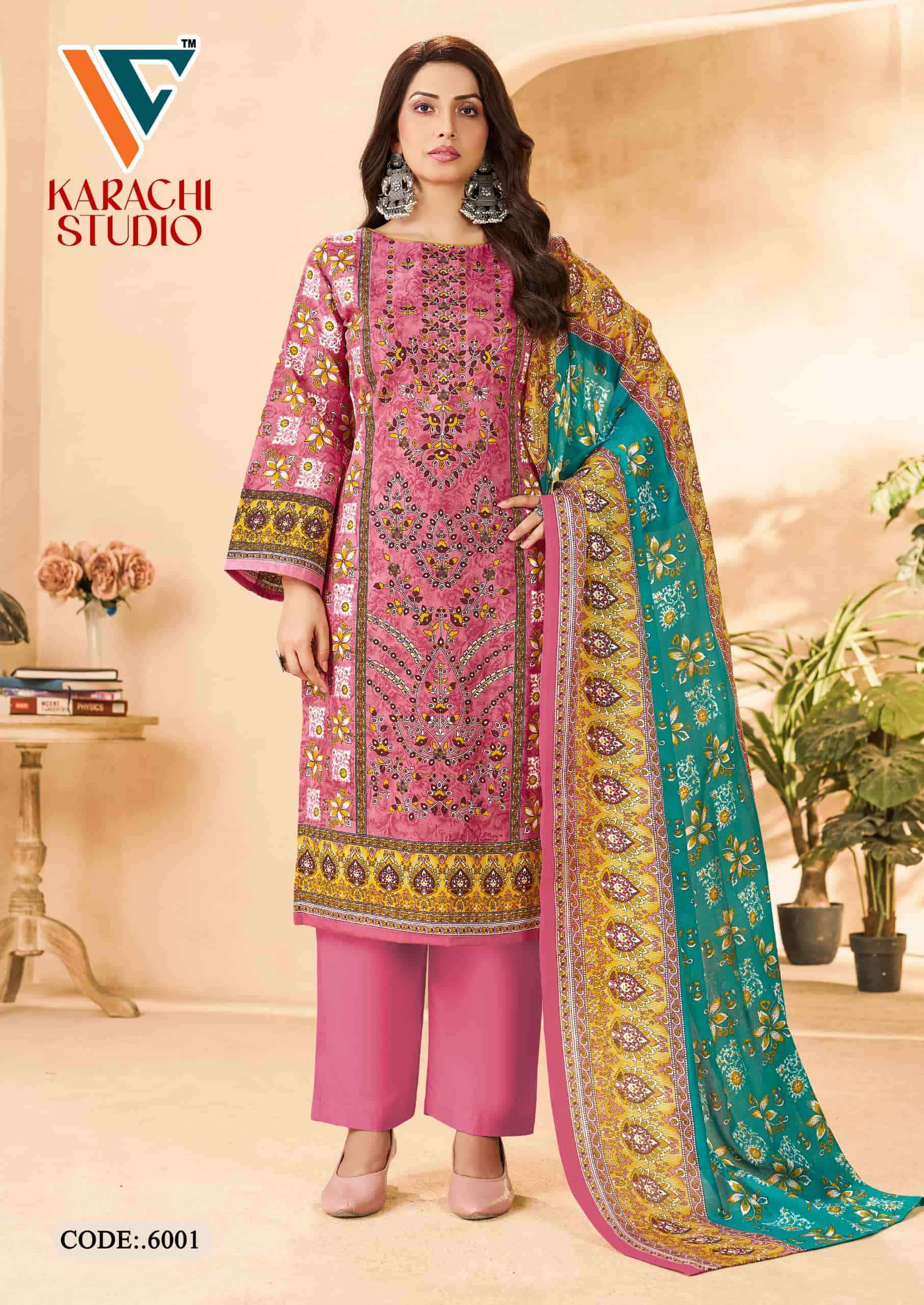 Vandana Fashion Karachi Studio Vol 6 Printed Karachi Cotton Dress _ Buy Surat Wholesale Textile Price ( 8 Pcs Catalog )