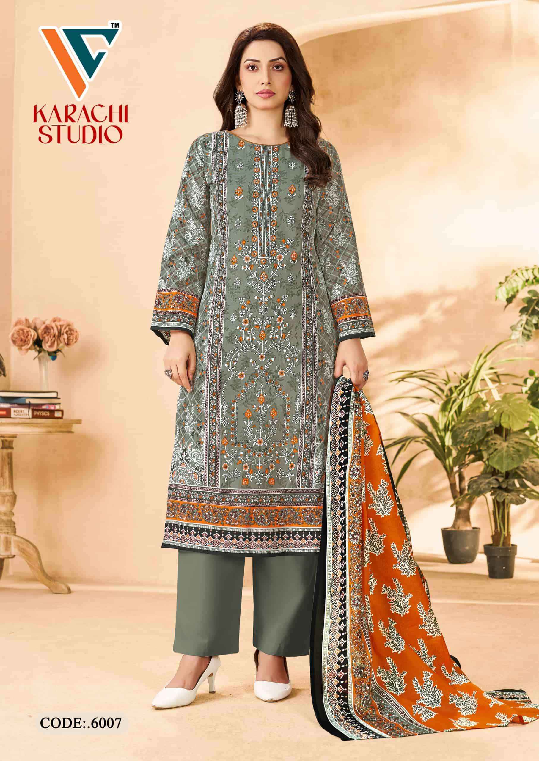 Vandana Fashion Karachi Studio Vol 6 Printed Karachi Cotton Dress _ Buy Surat Wholesale Textile Price ( 8 Pcs Catalog )