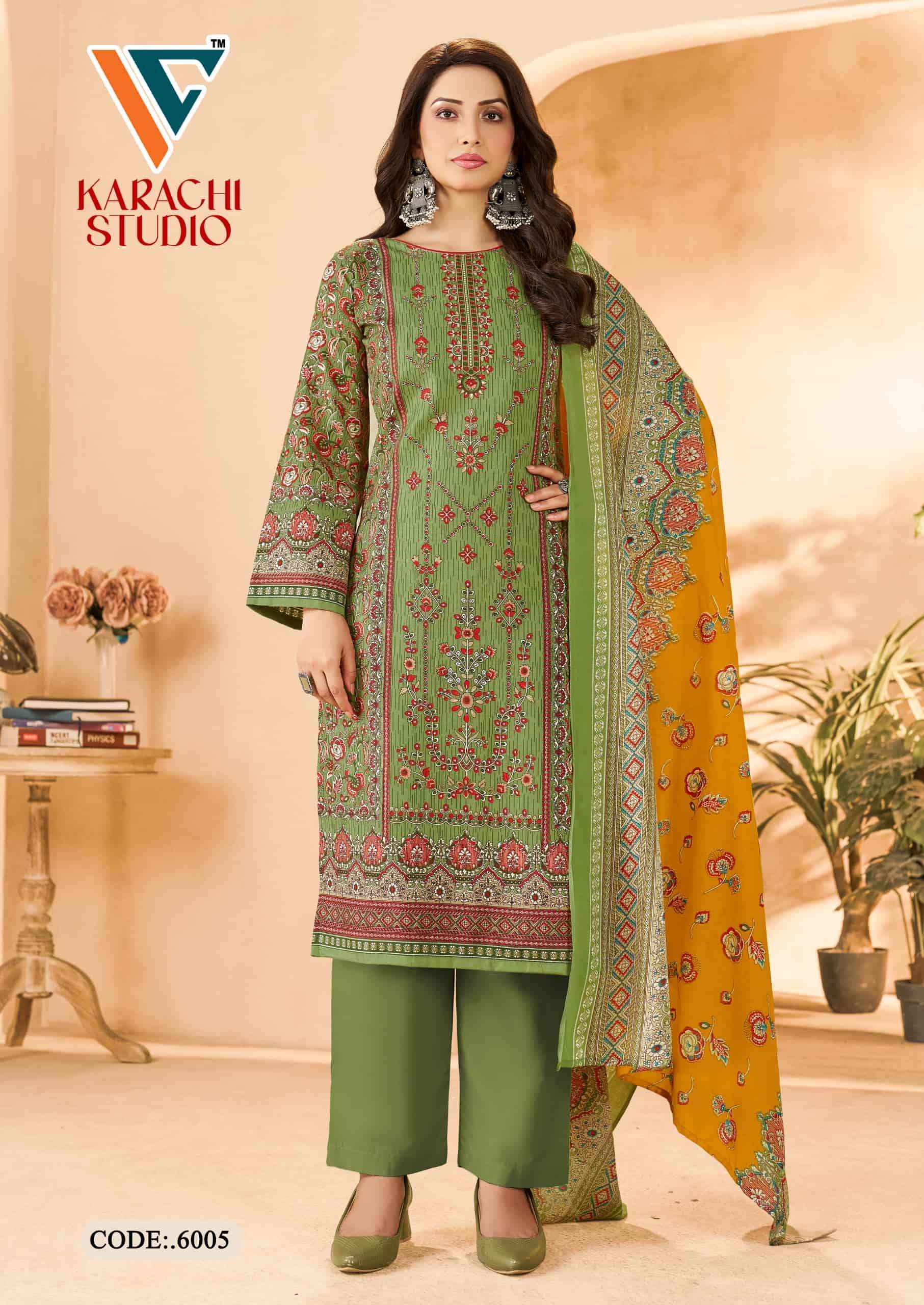 Vandana Fashion Karachi Studio Vol 6 Printed Karachi Cotton Dress _ Buy Surat Wholesale Textile Price ( 8 Pcs Catalog )