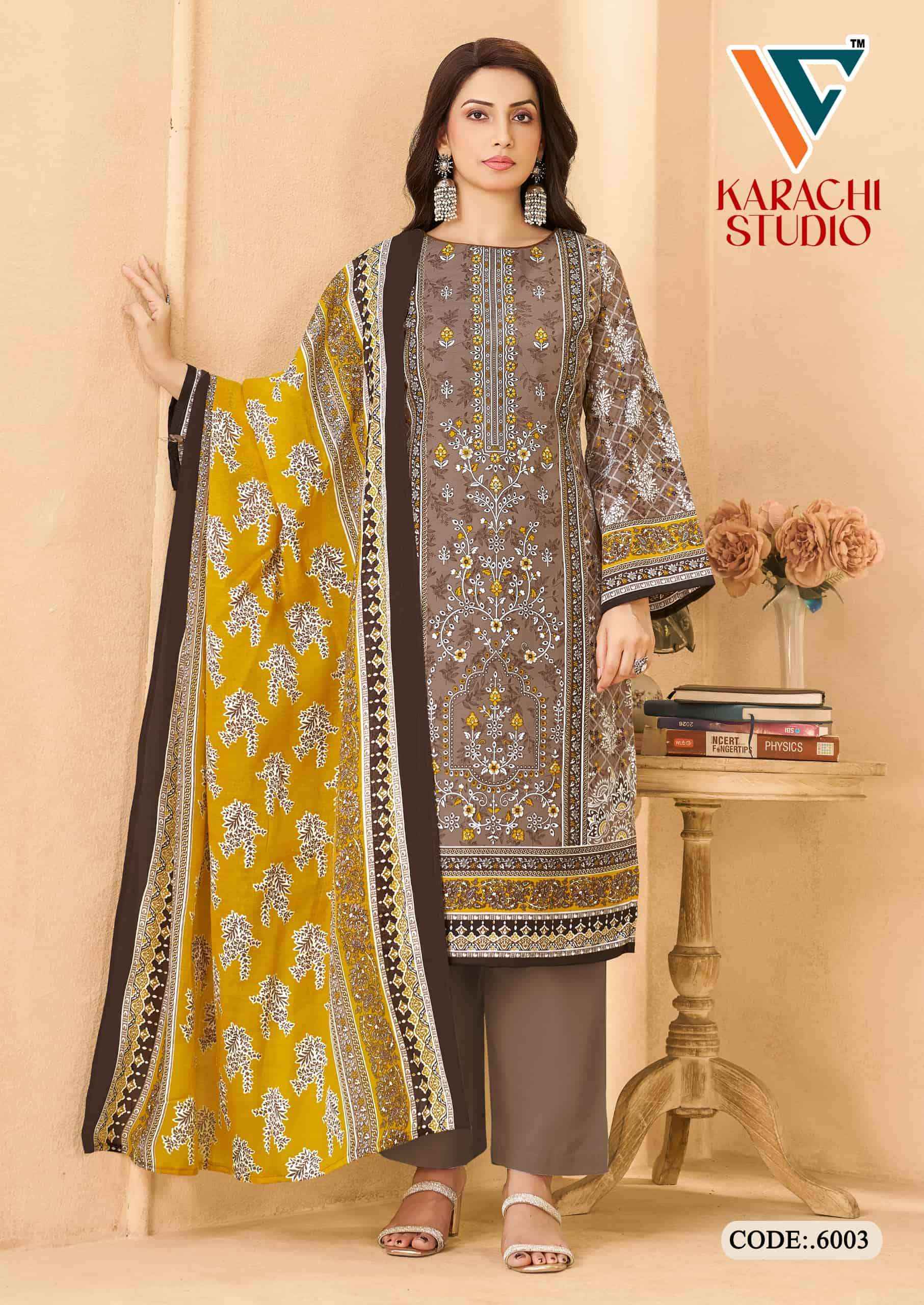 Vandana Fashion Karachi Studio Vol 6 Printed Karachi Cotton Dress _ Buy Surat Wholesale Textile Price ( 8 Pcs Catalog )