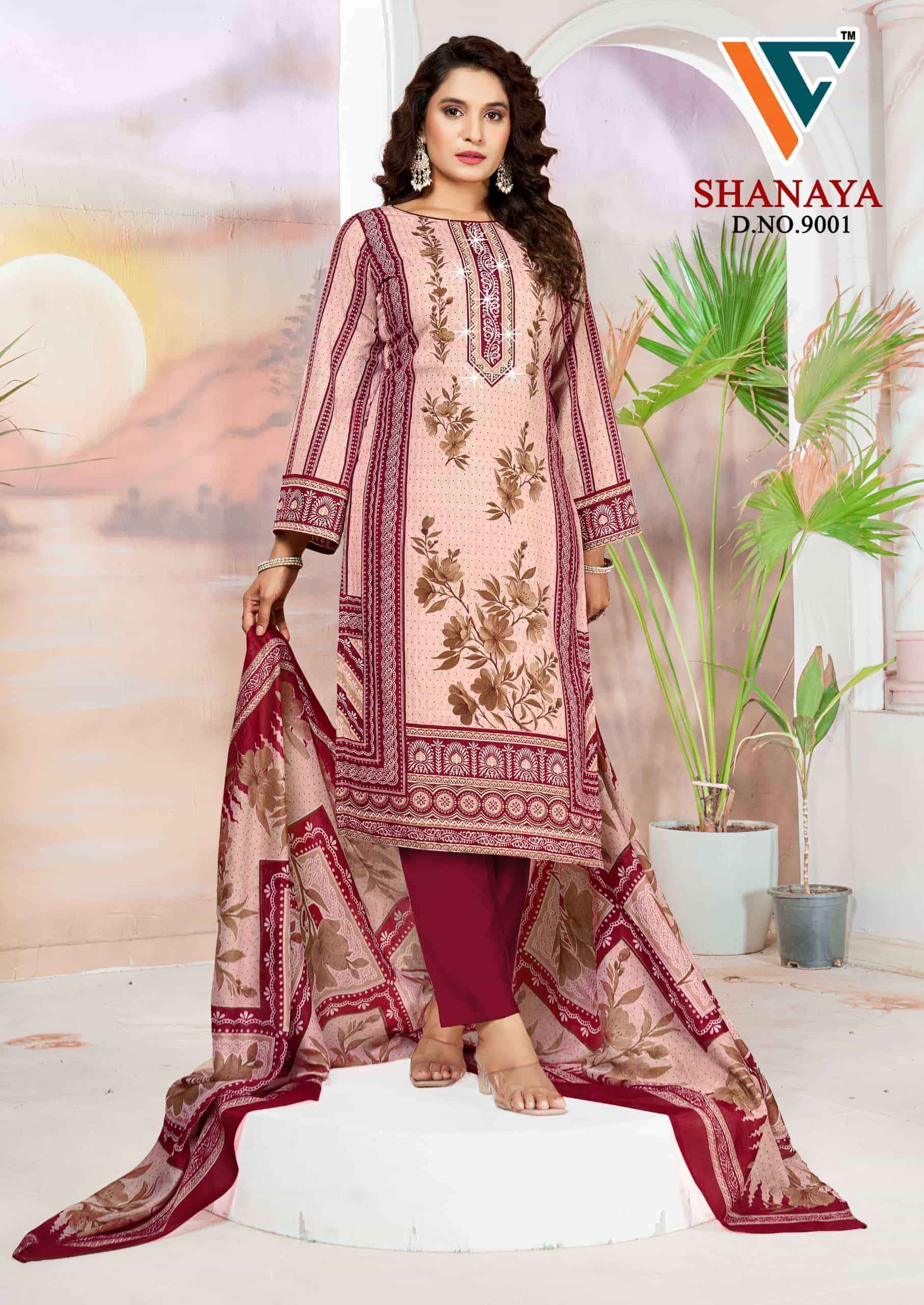 Vandana Fashion Shanaya Vol 9 Fancy Work Karachi Cotton Suit _ Surat Wholesale Market Price ( 8 Pcs Catalog )