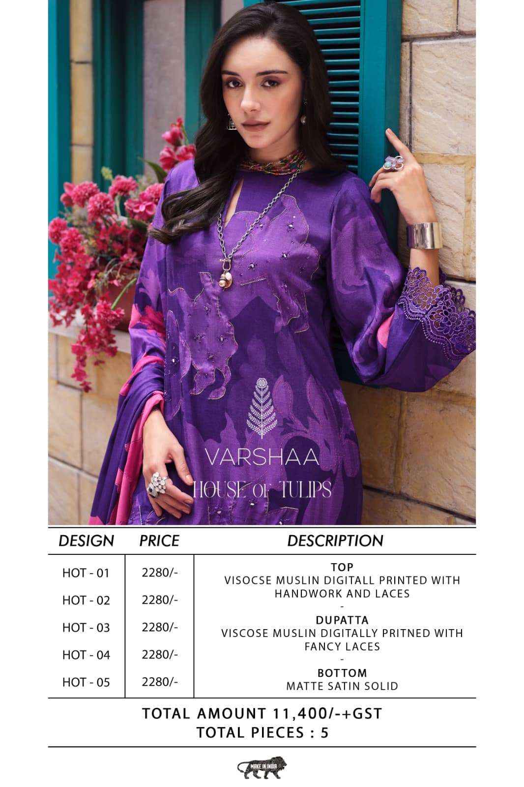 Varsha House Of Tulips Premium Designs Muslin Dress _ Wholesale Kapda Bazaar ( 5 Pcs Catalog )
