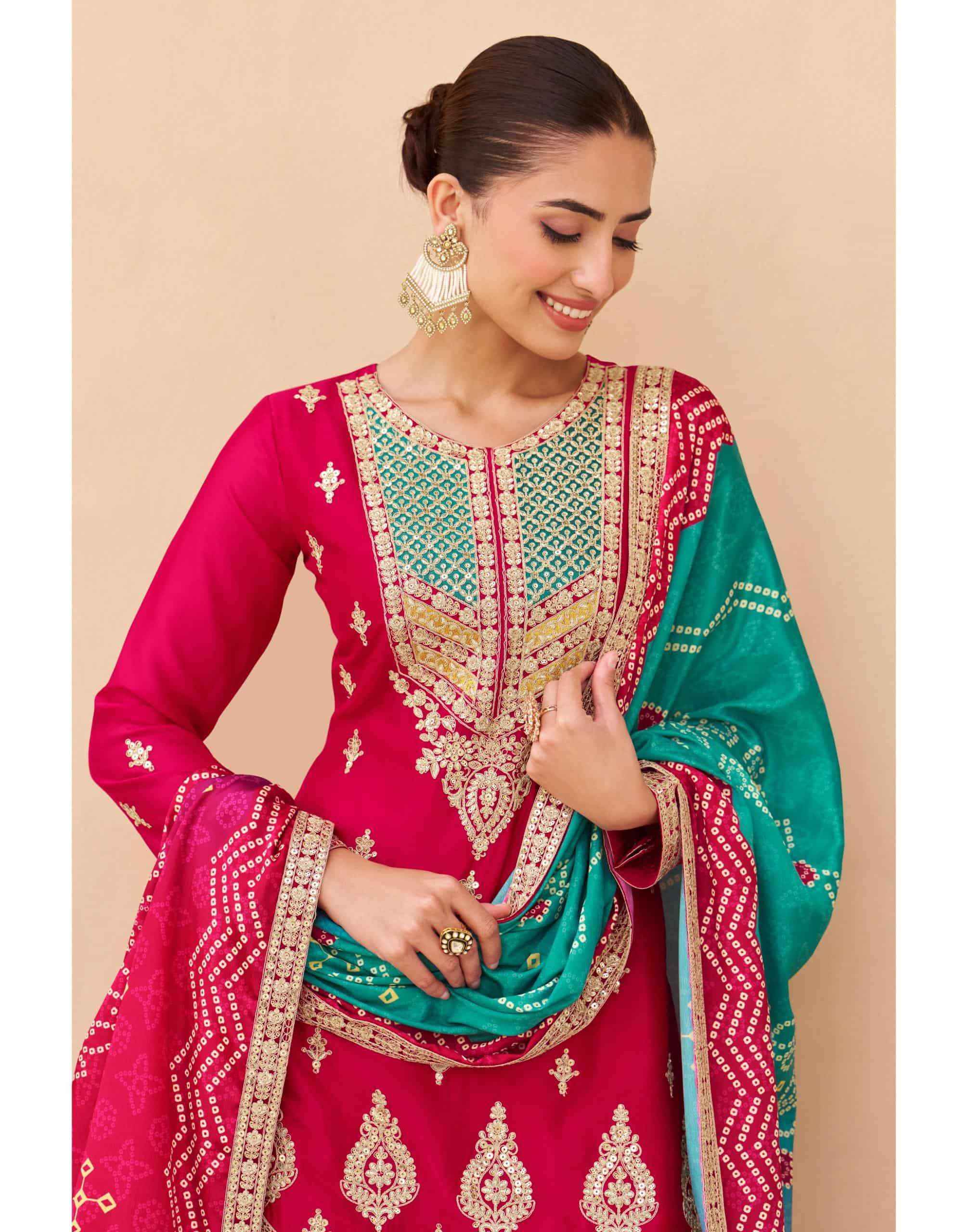 Aashirwad Mor Bagh Aruna 10659 To 10661 Wedding Wear Designer Palazzo Suit _ Wholesale Texteli Market Price ( 3 Pcs Catalog )