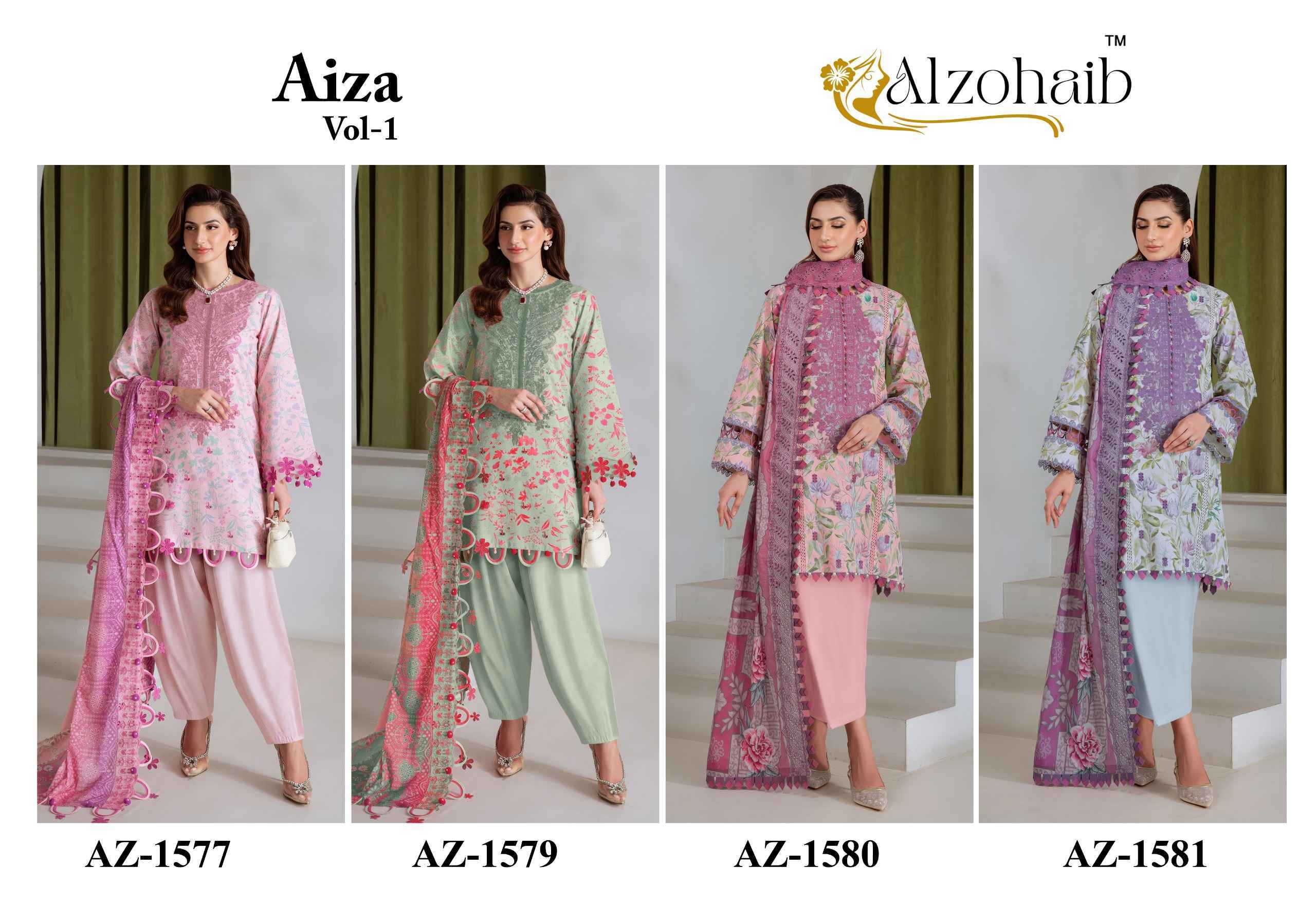 Al Zohaib Aiza Vol 1 Cotton Salwar Suit _ Surat Wholesale Market Price ( 4 Pcs Catalog )