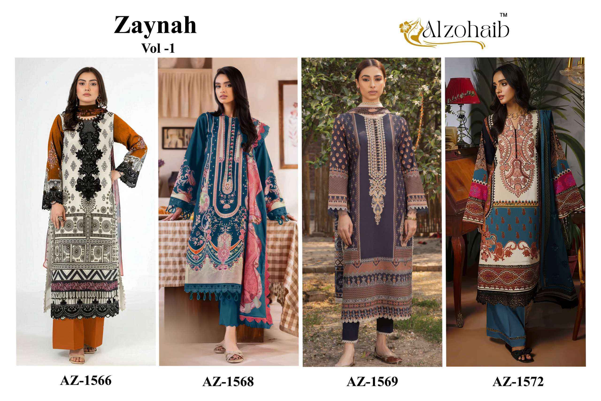 Al Zohaib Zaynah Vol 1 Cotton Dress Material _ Surat Wholesale Market ( 4 pcs Catalogue )