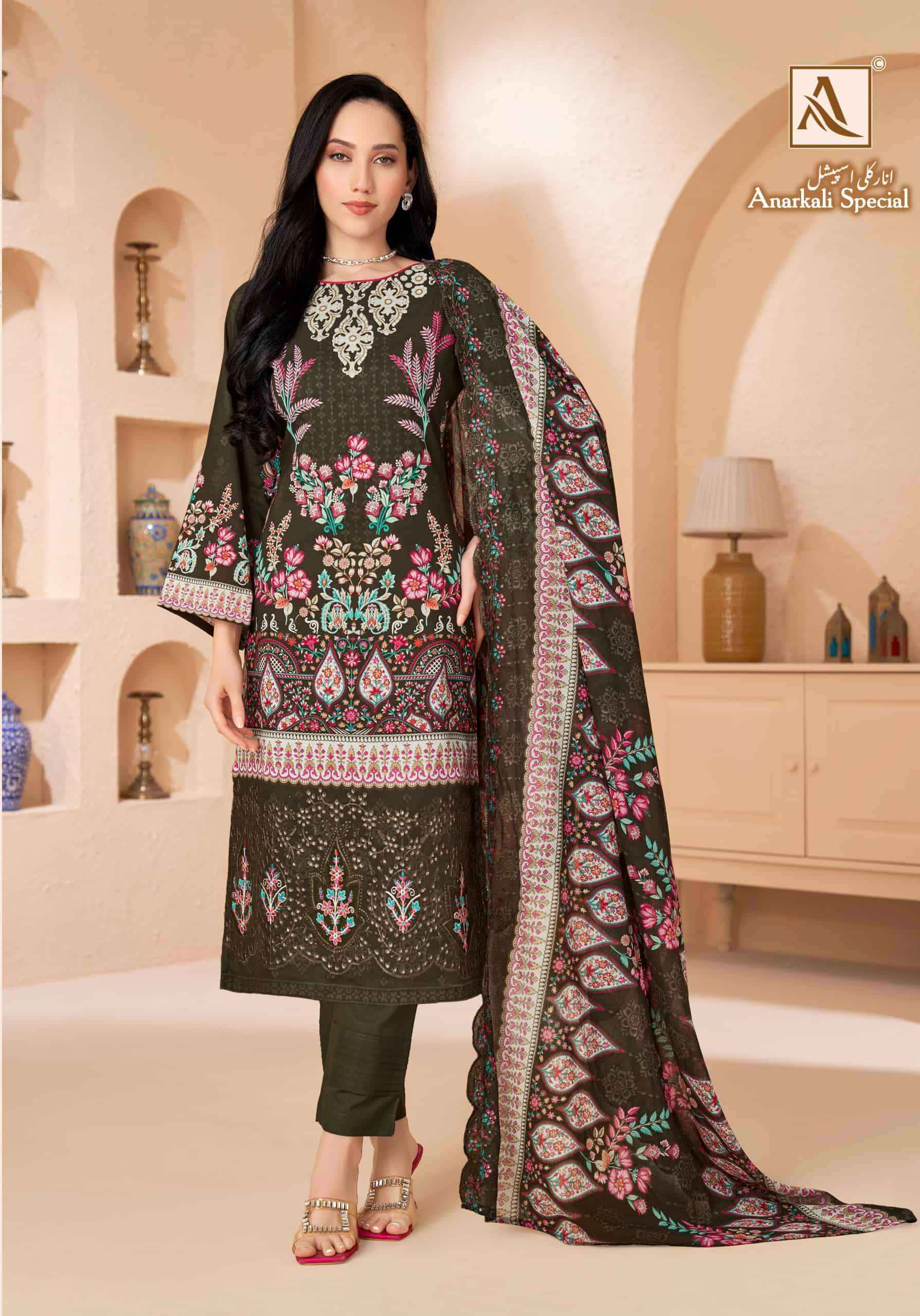 Alok Suit Anarkali Special Pure Cotton Exclusive Salwar Suit _ Surat Wholesale Market Price ( 8 Pcs Catalog )