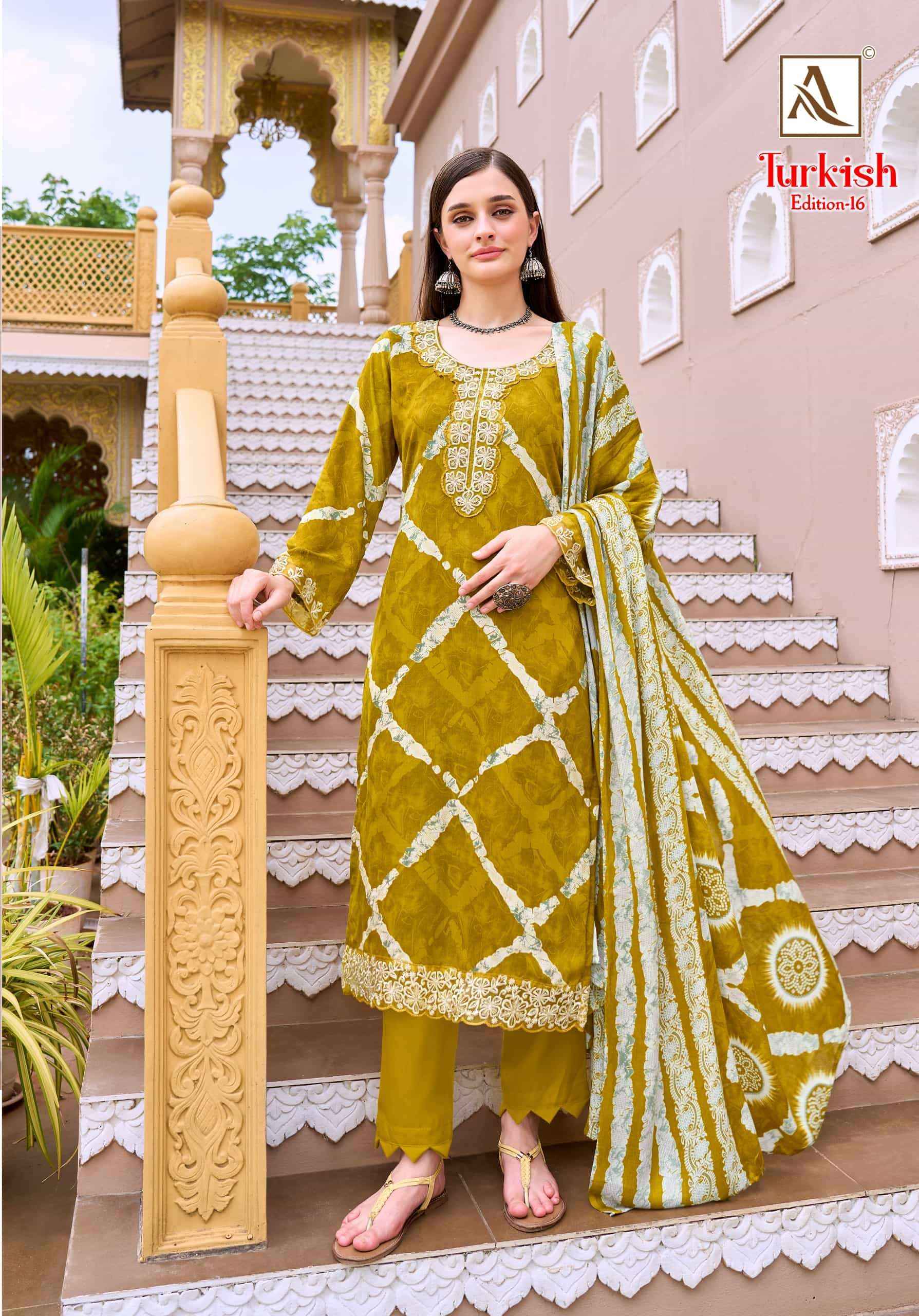 Alok Suit Turkish Edition 16 Pure Rayon Dress Material Wholesale Supplier ( 6 Pcs Catalogue )