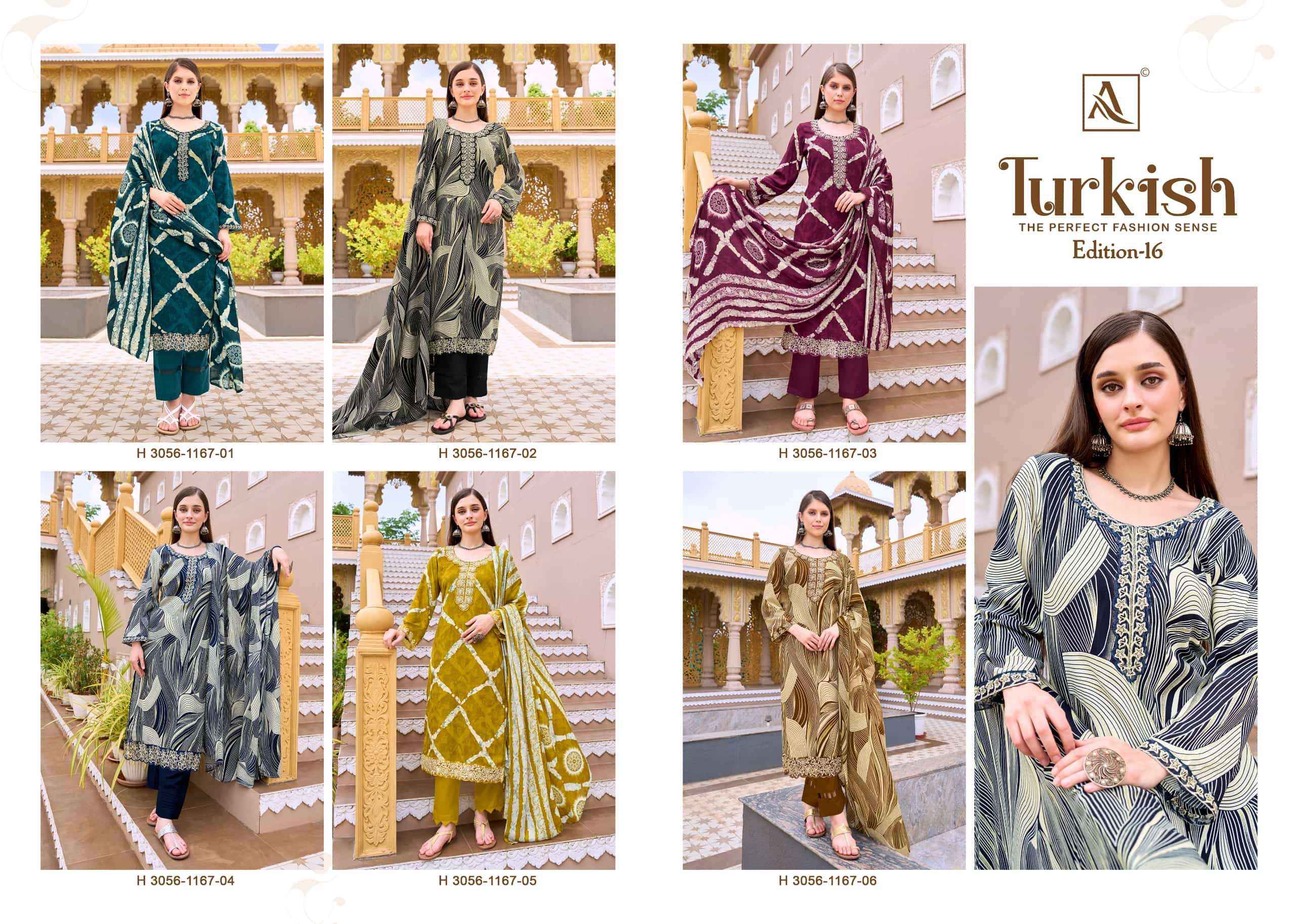Alok Suit Turkish Edition 16 Pure Rayon Dress Material Wholesale Supplier ( 6 Pcs Catalogue )