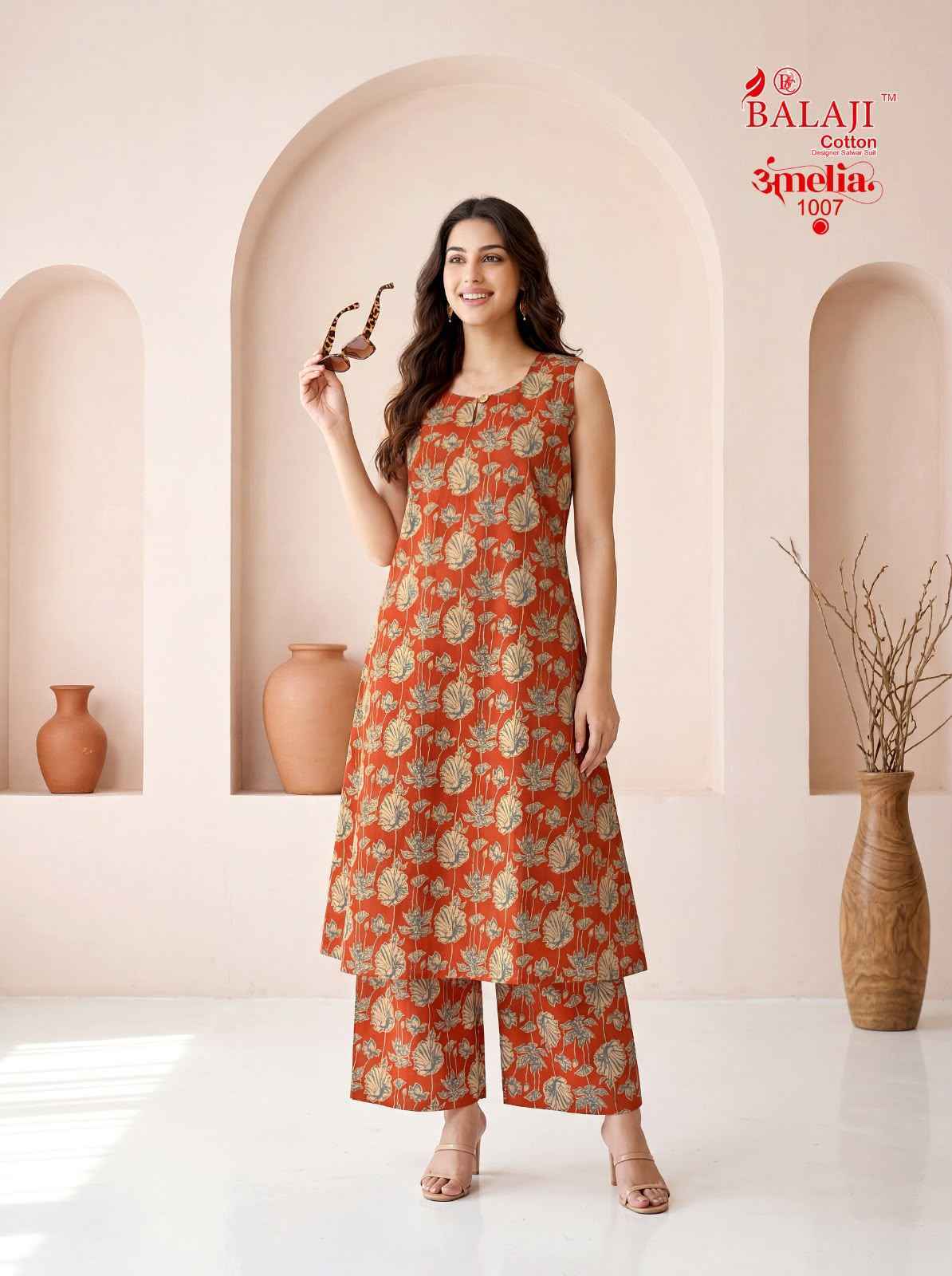 Balaji Amelia Vol 1 Long Cotton Co Ord Set Collection _ Surat Wholesale Market Price ( 8 Pcs Catalog )