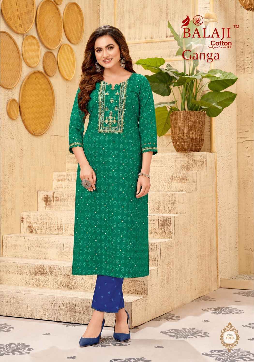 Balaji Ganga Vol 1 Long Cotton Kurti Set Collection _ Surat Wholesale Market Price ( 12 Pcs Catalog )