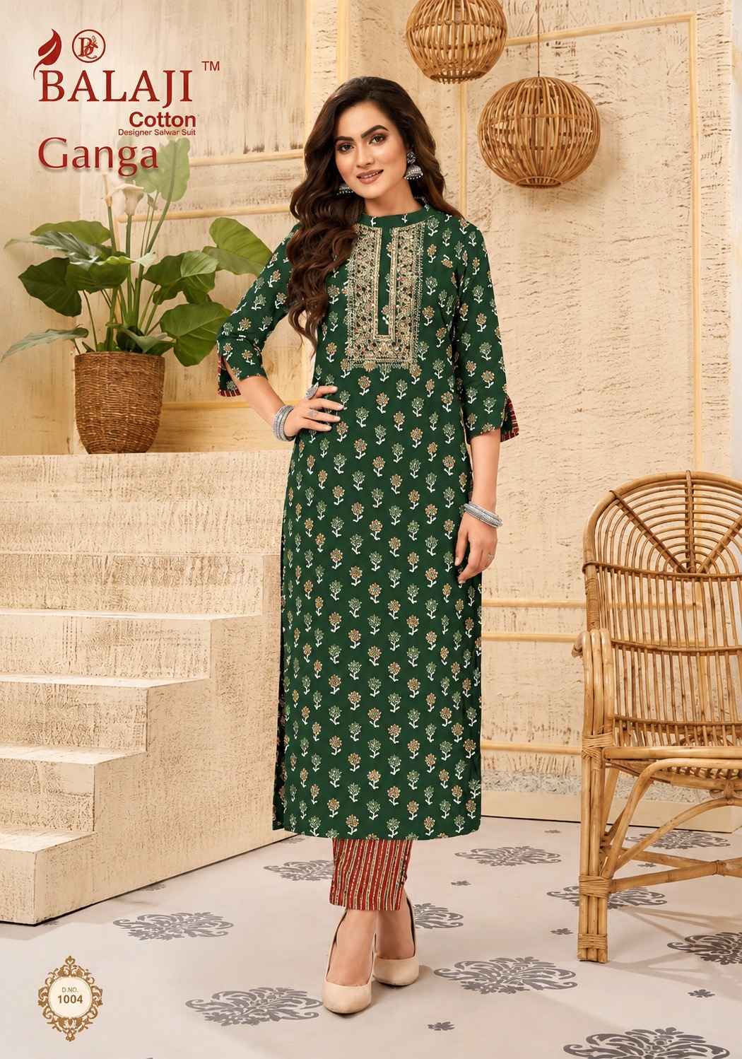 Balaji Ganga Vol 1 Long Cotton Kurti Set Collection _ Surat Wholesale Market Price ( 12 Pcs Catalog )
