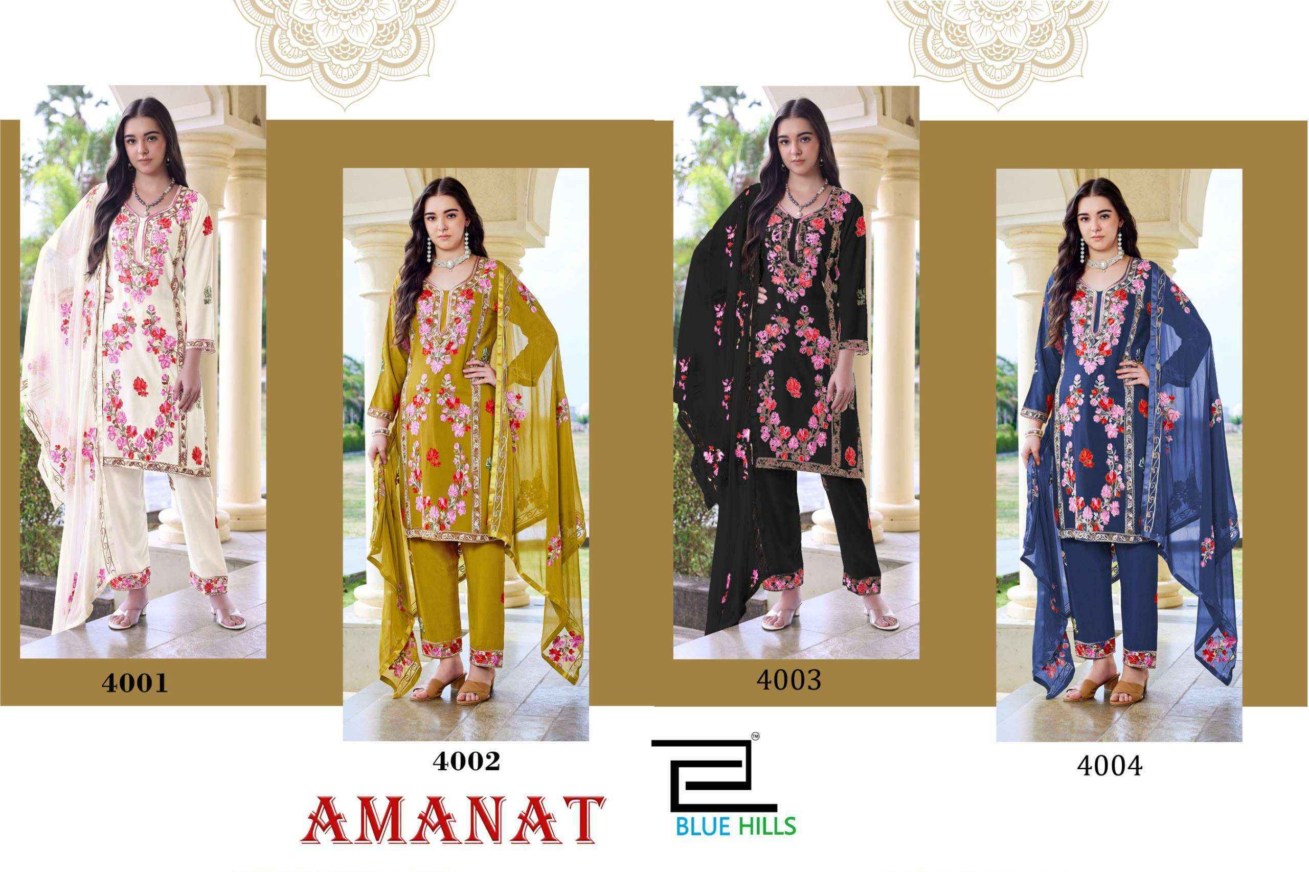 Blue Hills Amanat Rayon Kurti Combo Set _ Surat Wholesale Market Price ( 4 Pcs Catalog )
