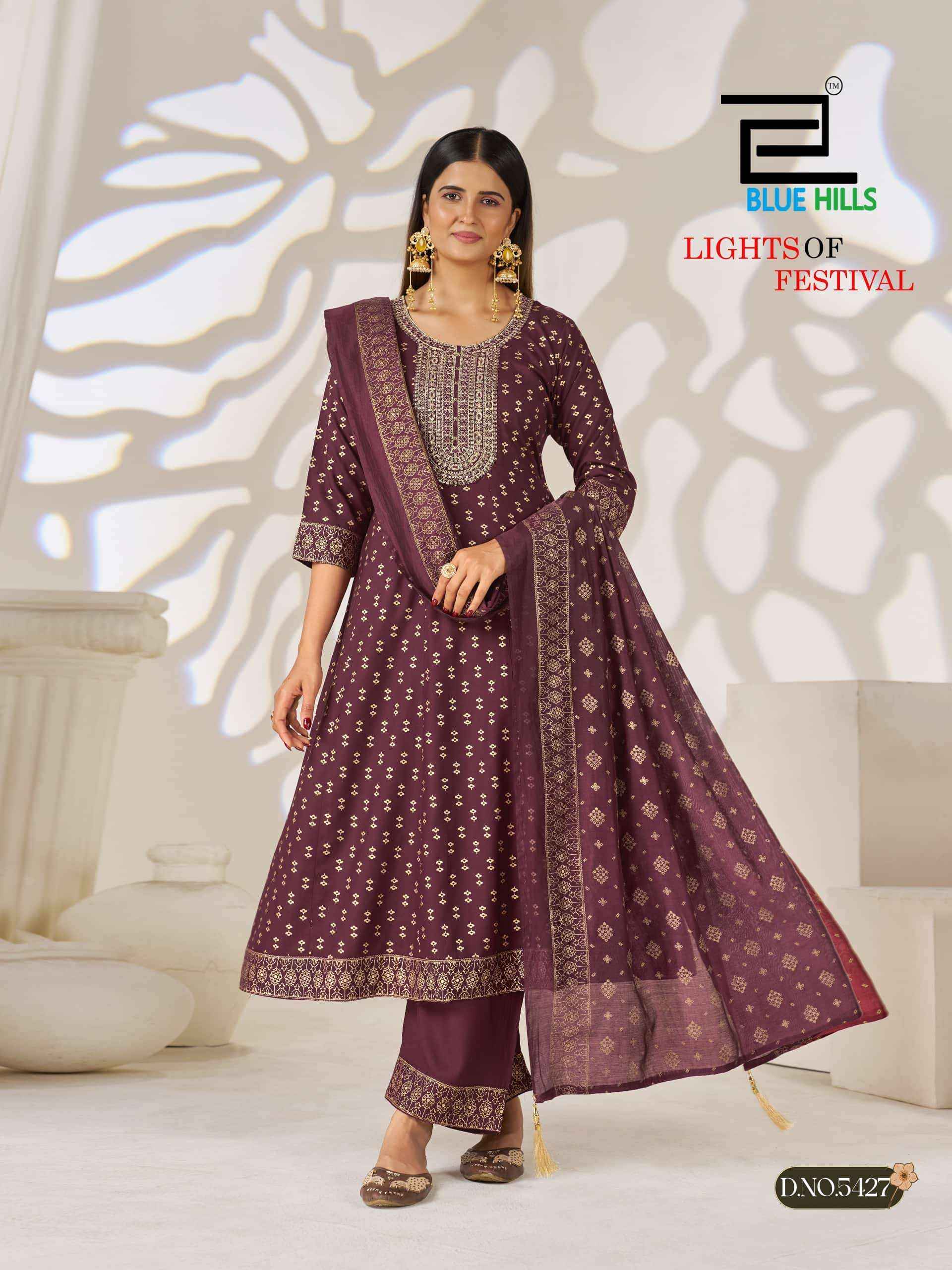 Blue Hills Lights Of Festival Readymade Suits Wholesale Market Surat ( 6 Pcs Catalogue )