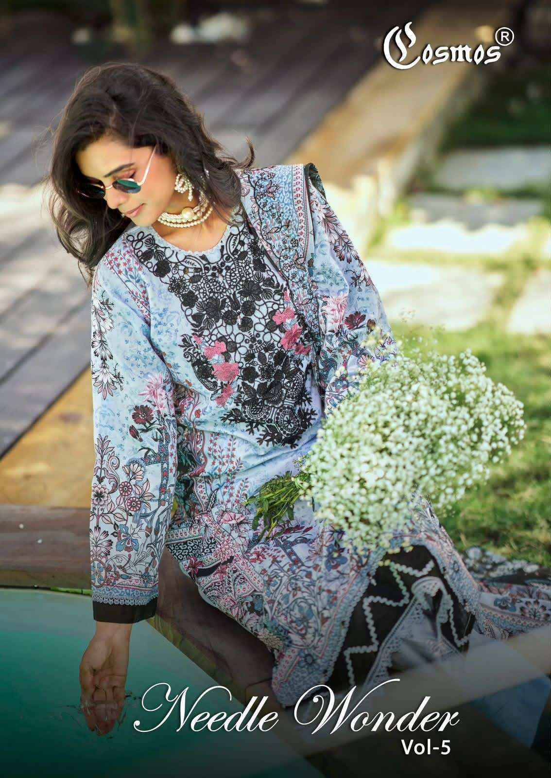 COSMOS FASHION NEEDLE WONDER VOL 5 LAWN COTTON EMBROIDERY WORK SUIT ( 8 PCS CATALOGUE )