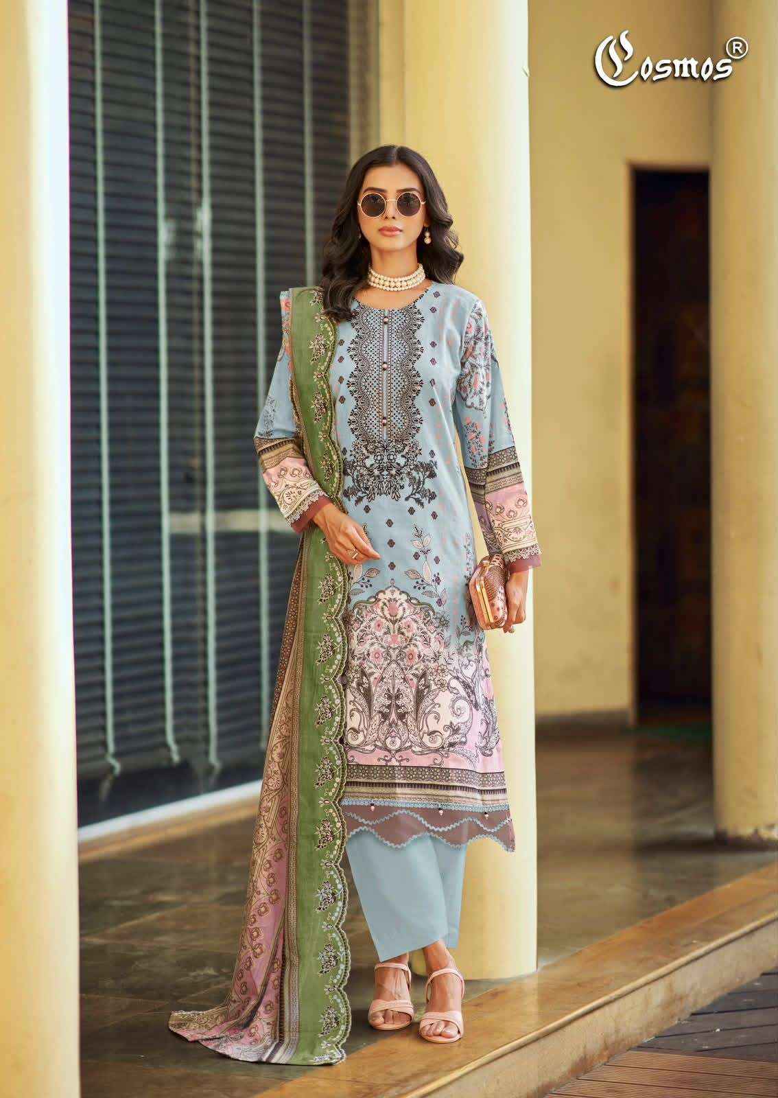 COSMOS FASHION NEEDLE WONDER VOL 5 LAWN COTTON EMBROIDERY WORK SUIT ( 8 PCS CATALOGUE )