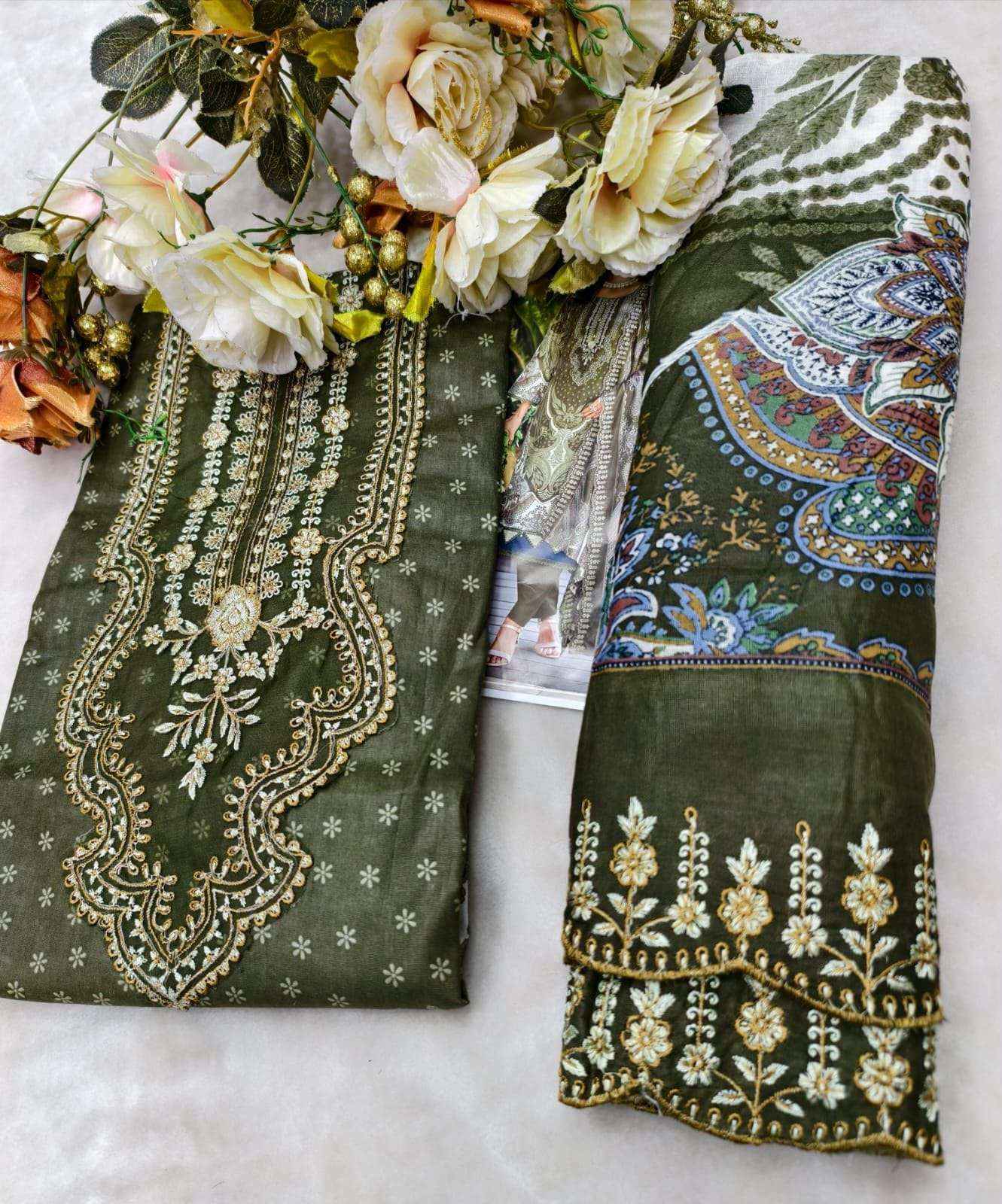 COSMOS FASHION NEEDLE WONDER VOL 5 LAWN COTTON EMBROIDERY WORK SUIT ( 8 PCS CATALOGUE )