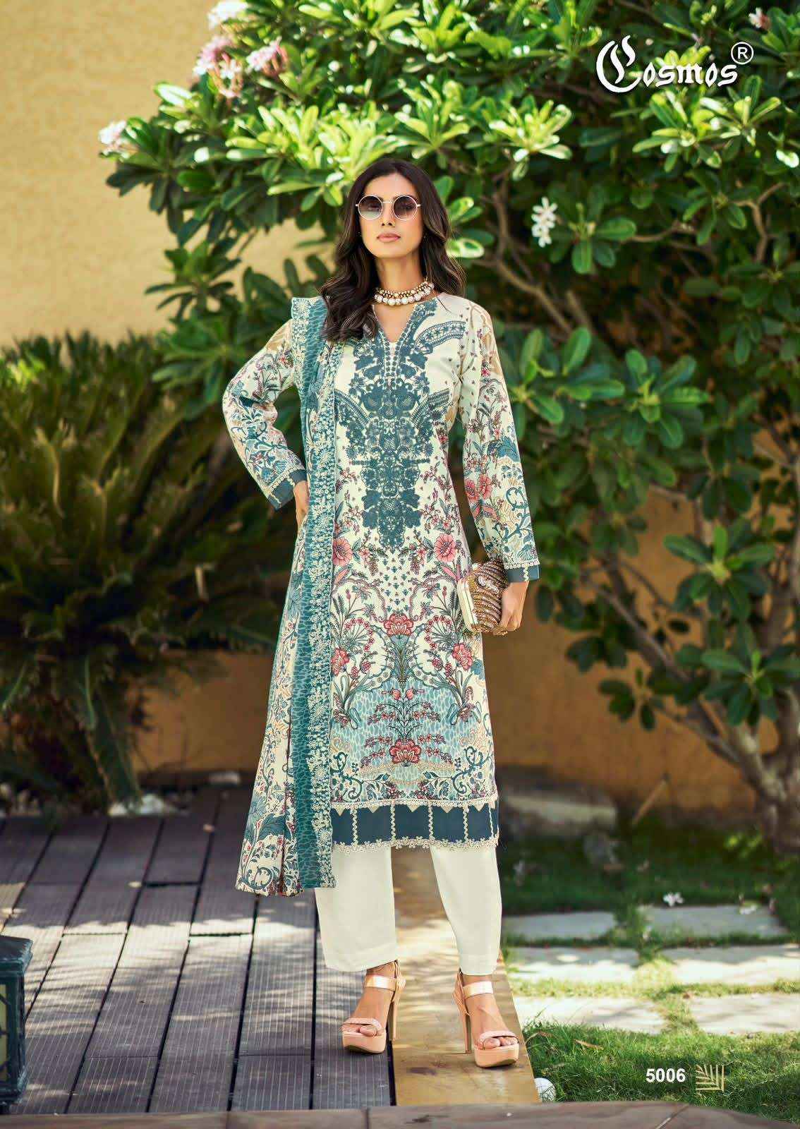 COSMOS FASHION NEEDLE WONDER VOL 5 LAWN COTTON EMBROIDERY WORK SUIT ( 8 PCS CATALOGUE )