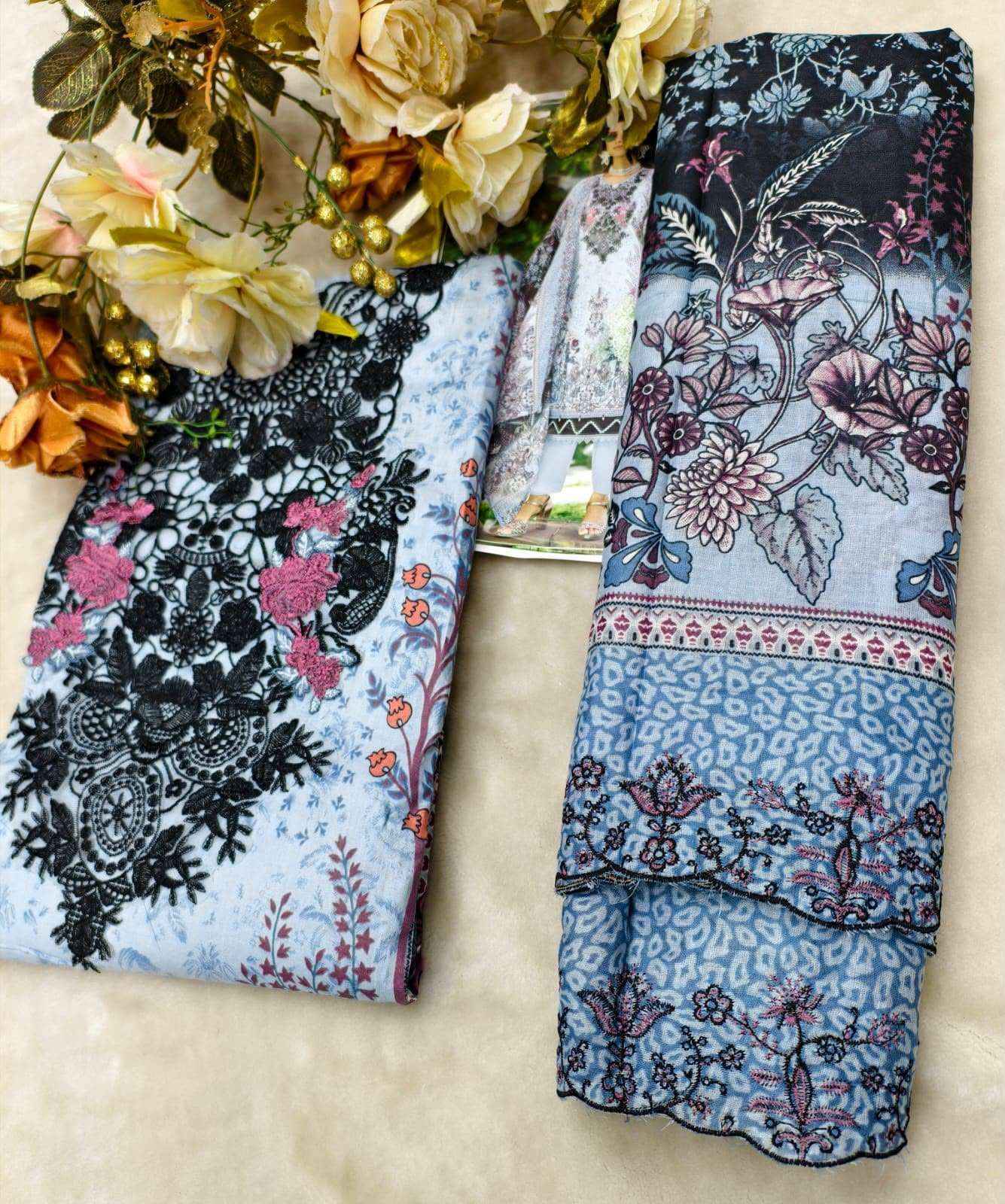 COSMOS FASHION NEEDLE WONDER VOL 5 LAWN COTTON EMBROIDERY WORK SUIT ( 8 PCS CATALOGUE )