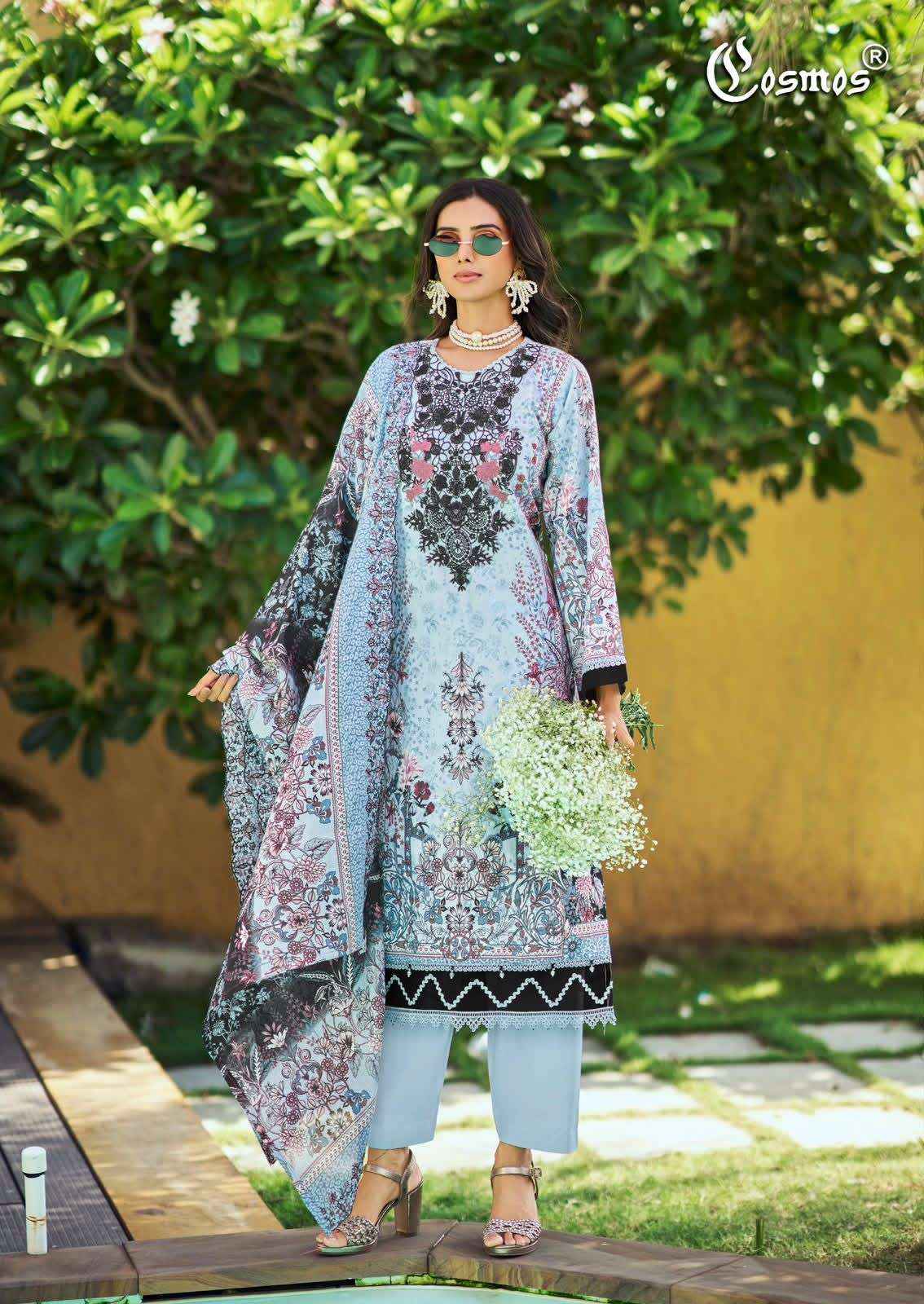 COSMOS FASHION NEEDLE WONDER VOL 5 LAWN COTTON EMBROIDERY WORK SUIT ( 8 PCS CATALOGUE )