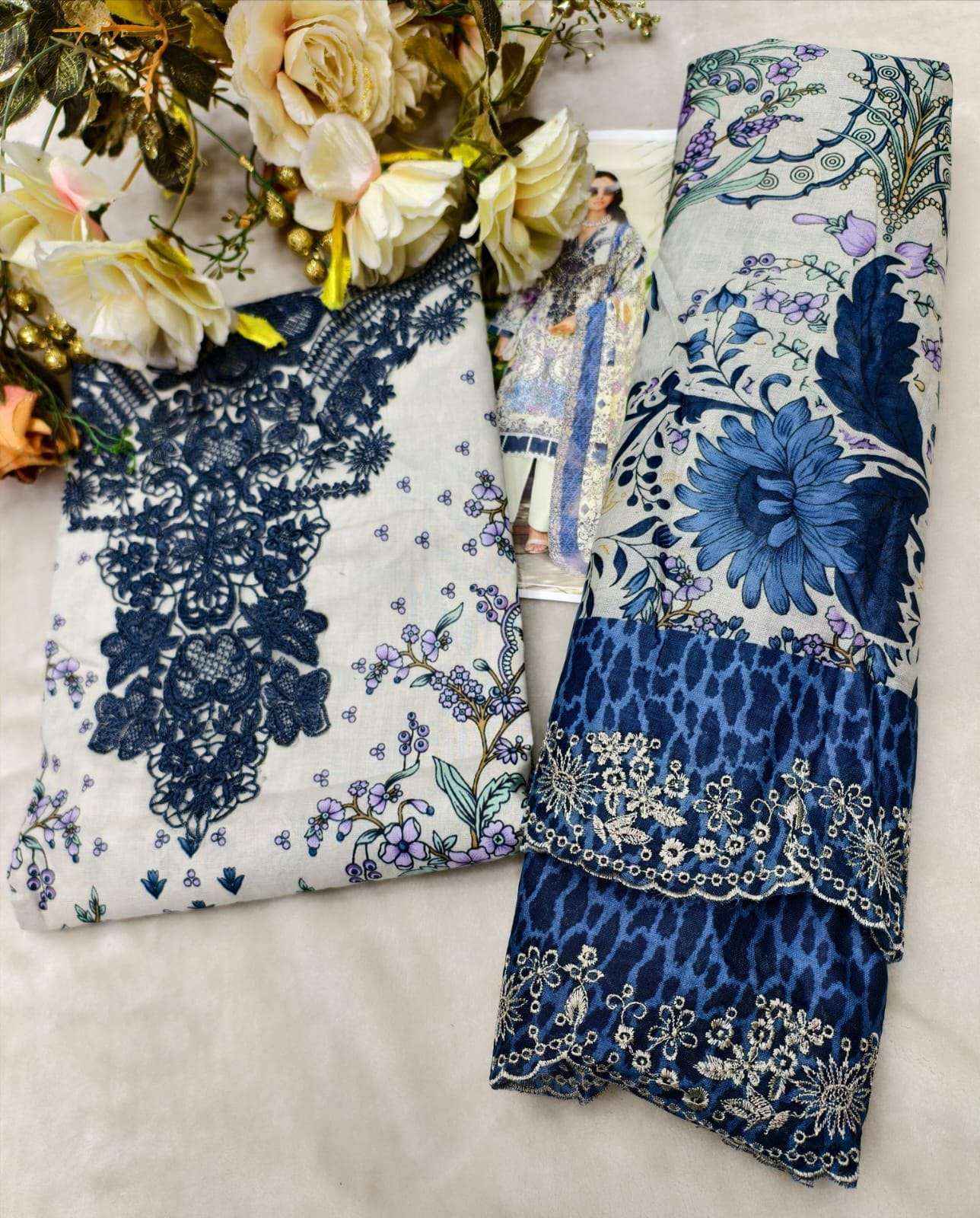 COSMOS FASHION NEEDLE WONDER VOL 5 LAWN COTTON EMBROIDERY WORK SUIT ( 8 PCS CATALOGUE )