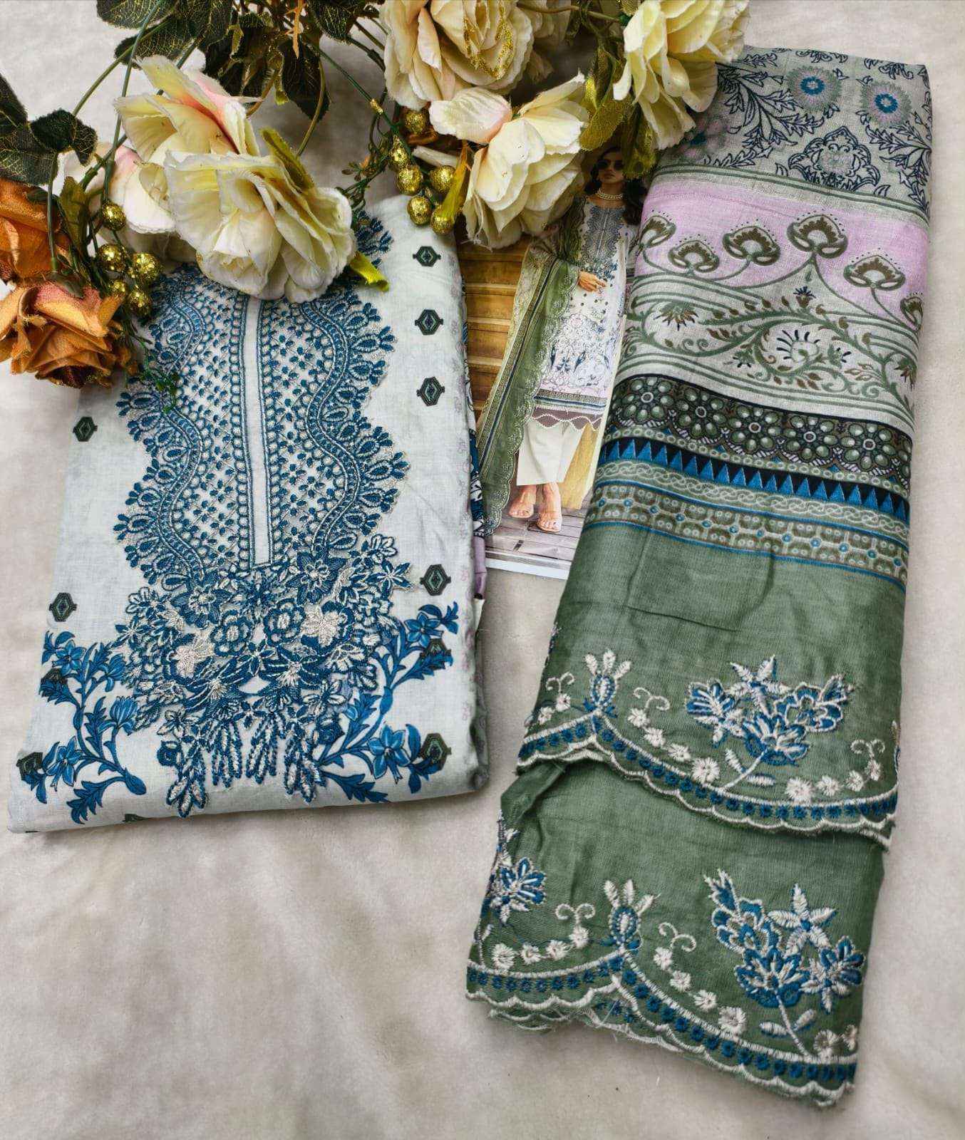 COSMOS FASHION NEEDLE WONDER VOL 5 LAWN COTTON EMBROIDERY WORK SUIT ( 8 PCS CATALOGUE )