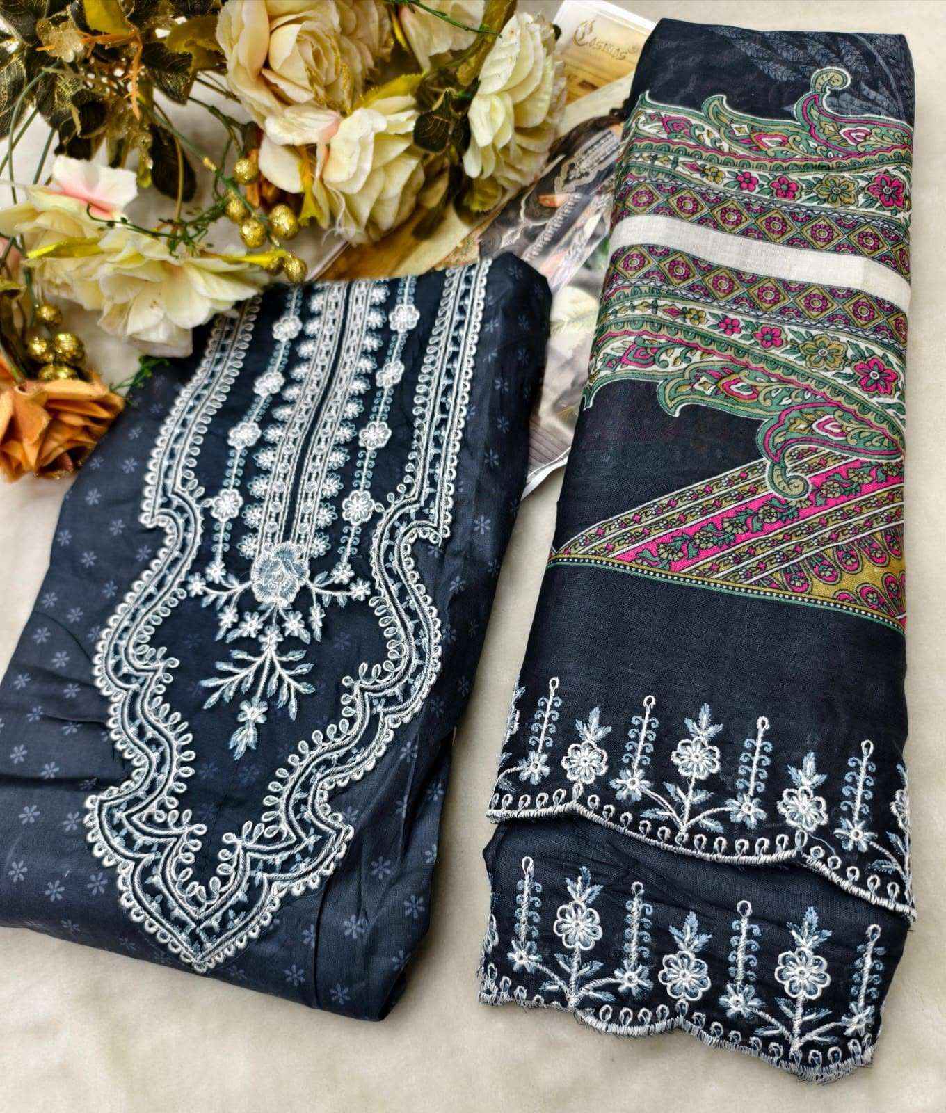 COSMOS FASHION NEEDLE WONDER VOL 5 LAWN COTTON EMBROIDERY WORK SUIT ( 8 PCS CATALOGUE )